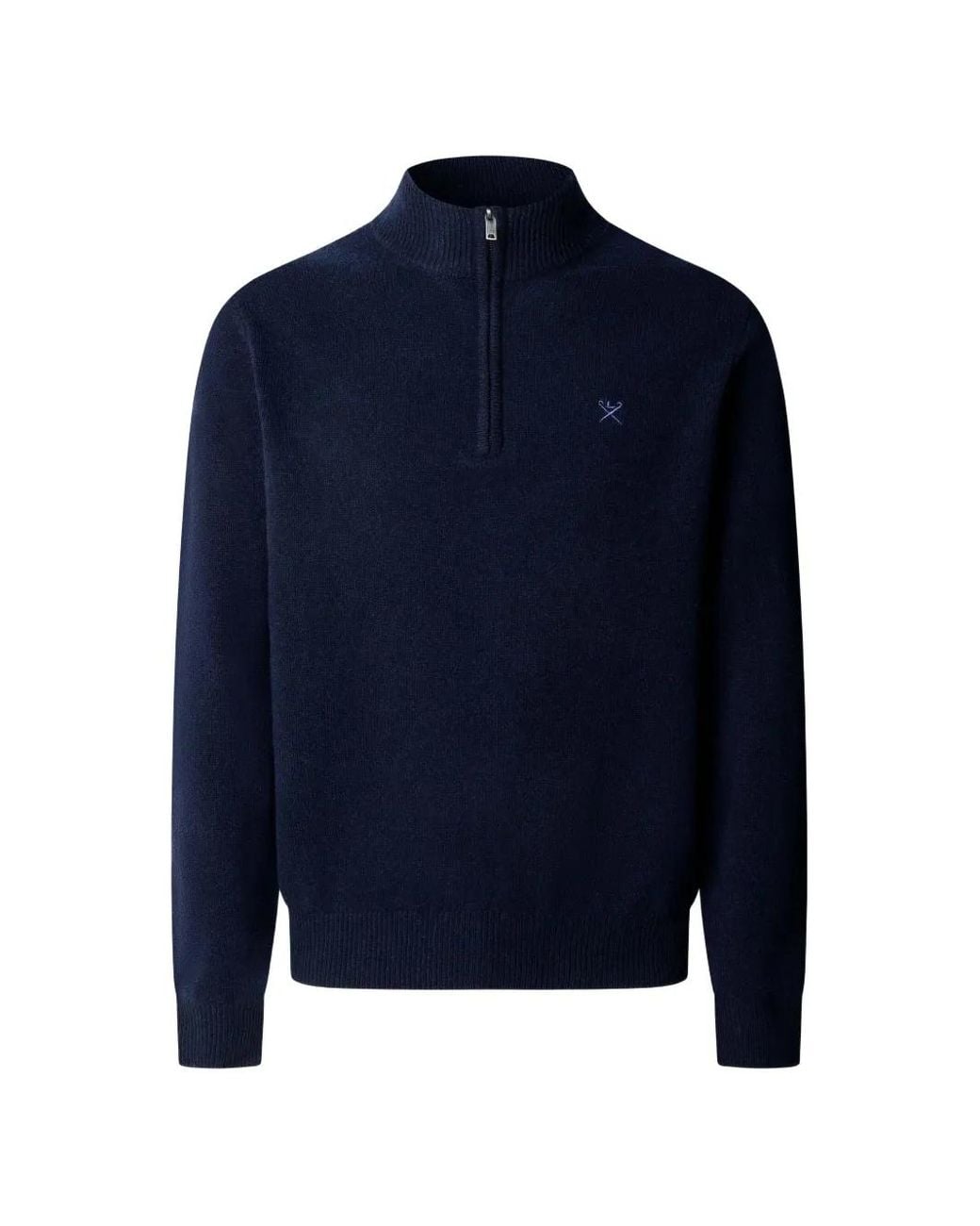Hackett Blue London Quarter-Zip Elbow-Patch Sweater for men