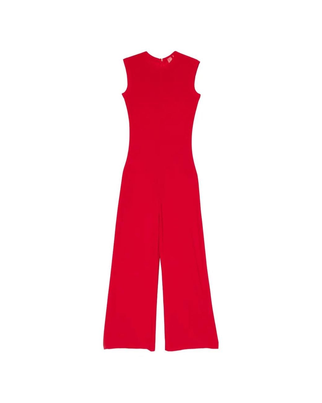 Norma Kamali Red Combinaison Sans Manches À Coupe Ample