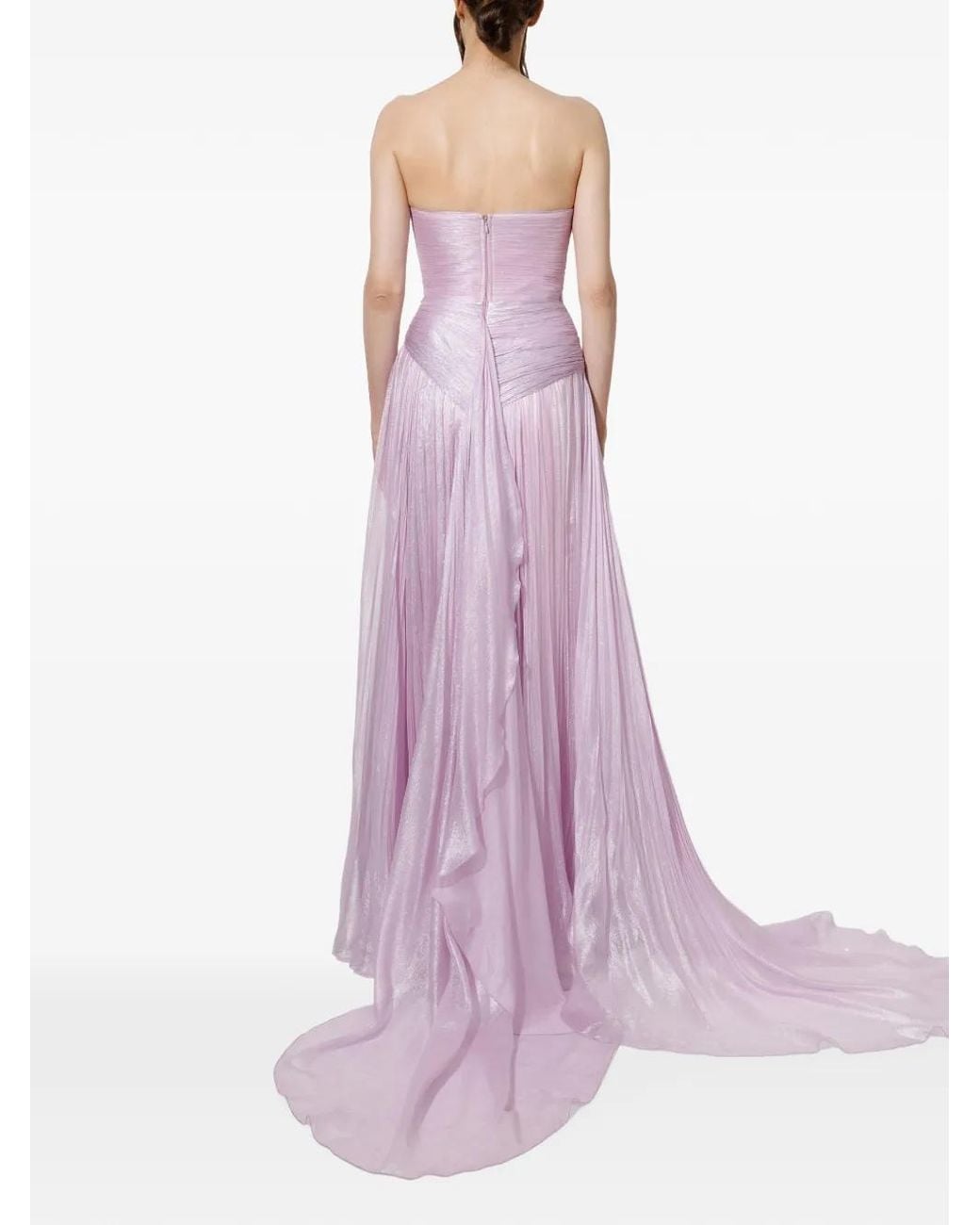 IRIS SERBAN Purple Sweetheart-Neck Draped Dress