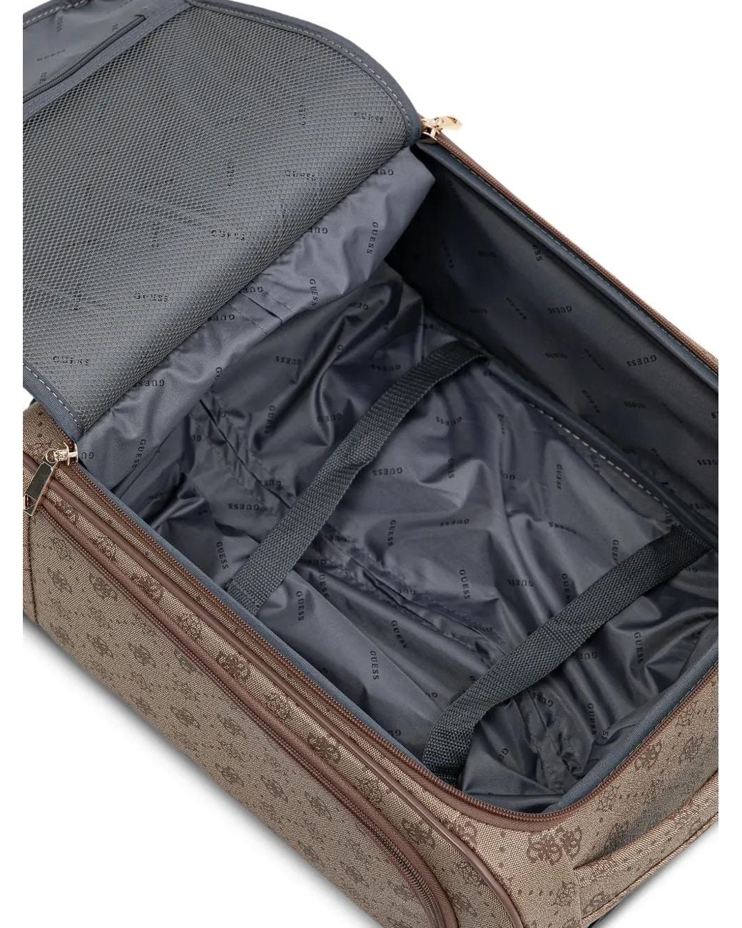 Guess Brown Monogram Zip Luggage