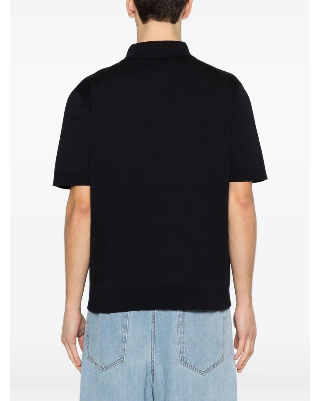 Gucci Black Silk Cotton Polo Shirt With Embroidery for men