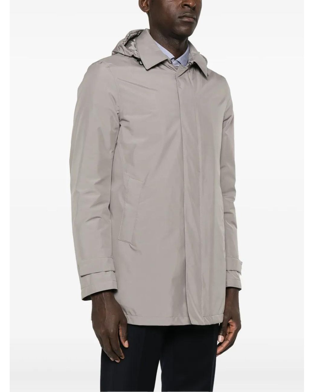 Herno Gray Detachable-Hood Jacket for men