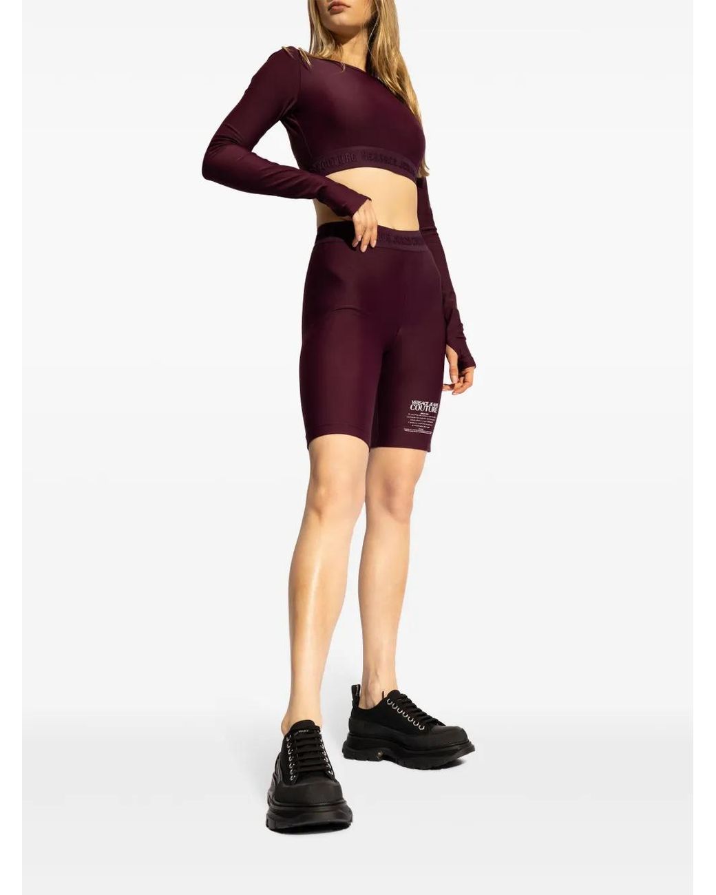 Versace Jeans Couture Purple Logo-Hem Cropped Top