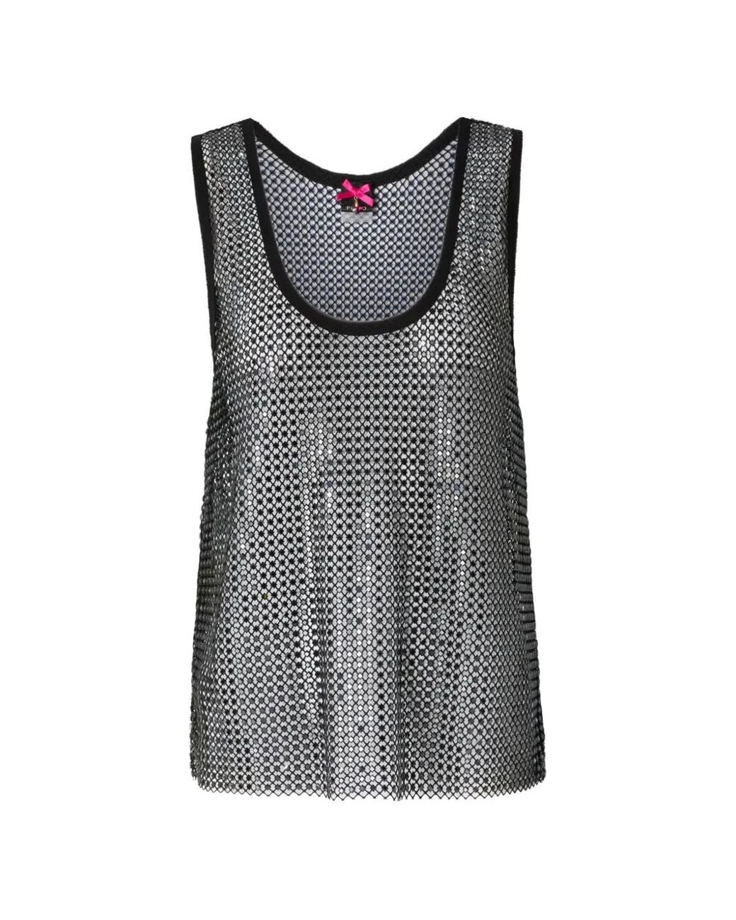 Pinko Gray Polyester Elastane Top