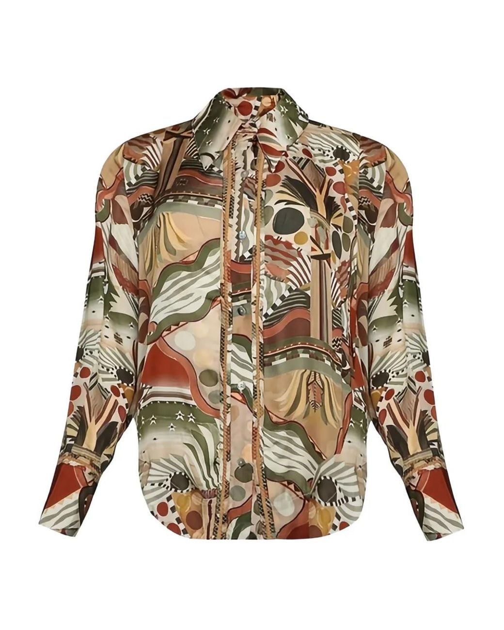Chufy Natural Abstract-Print Long-Sleeve Shirt