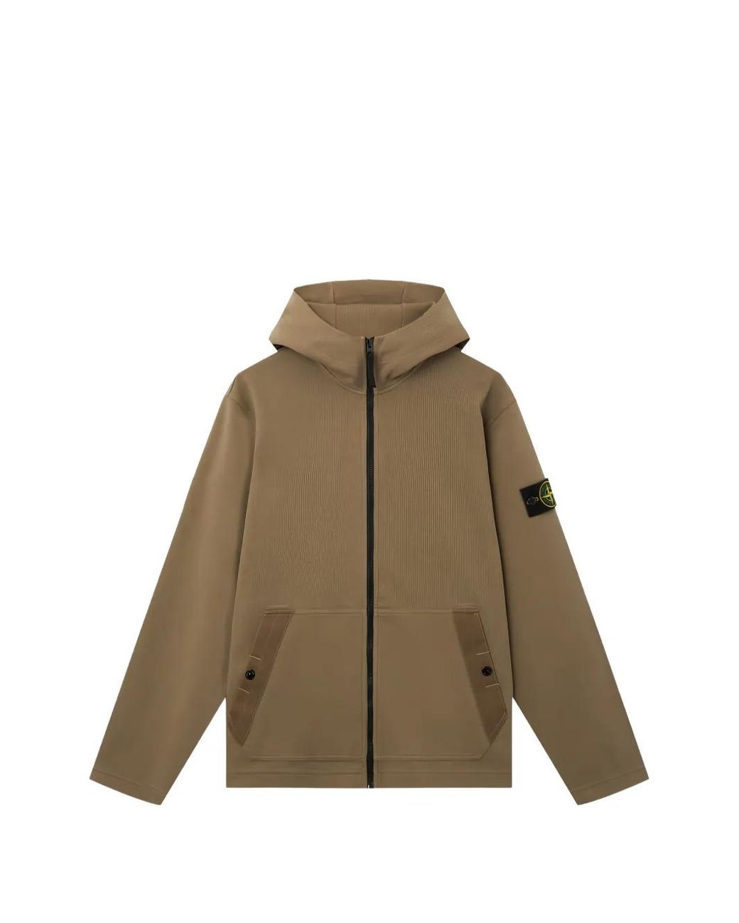 Stone Island Natural 6100020 Organic Cotton Interlock Regular-Fit Zip-Up Hooded Sweatshirt With Pockets for men