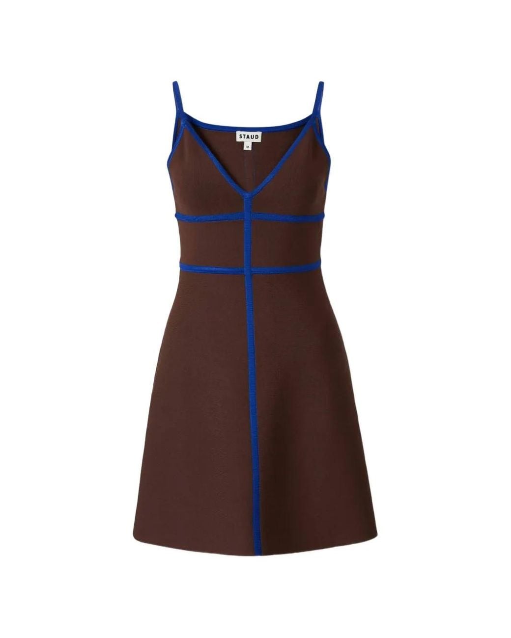 Staud Purple Contrast-Trim Sleeveless Mini Dress
