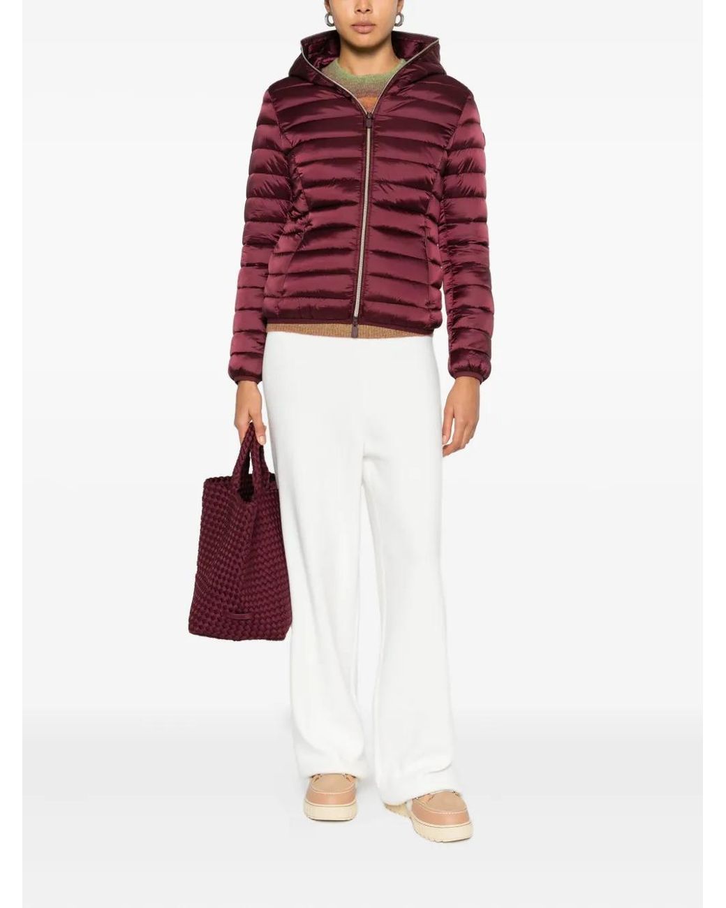 Save The Duck Red Alexis Quilted Hooded Jacket