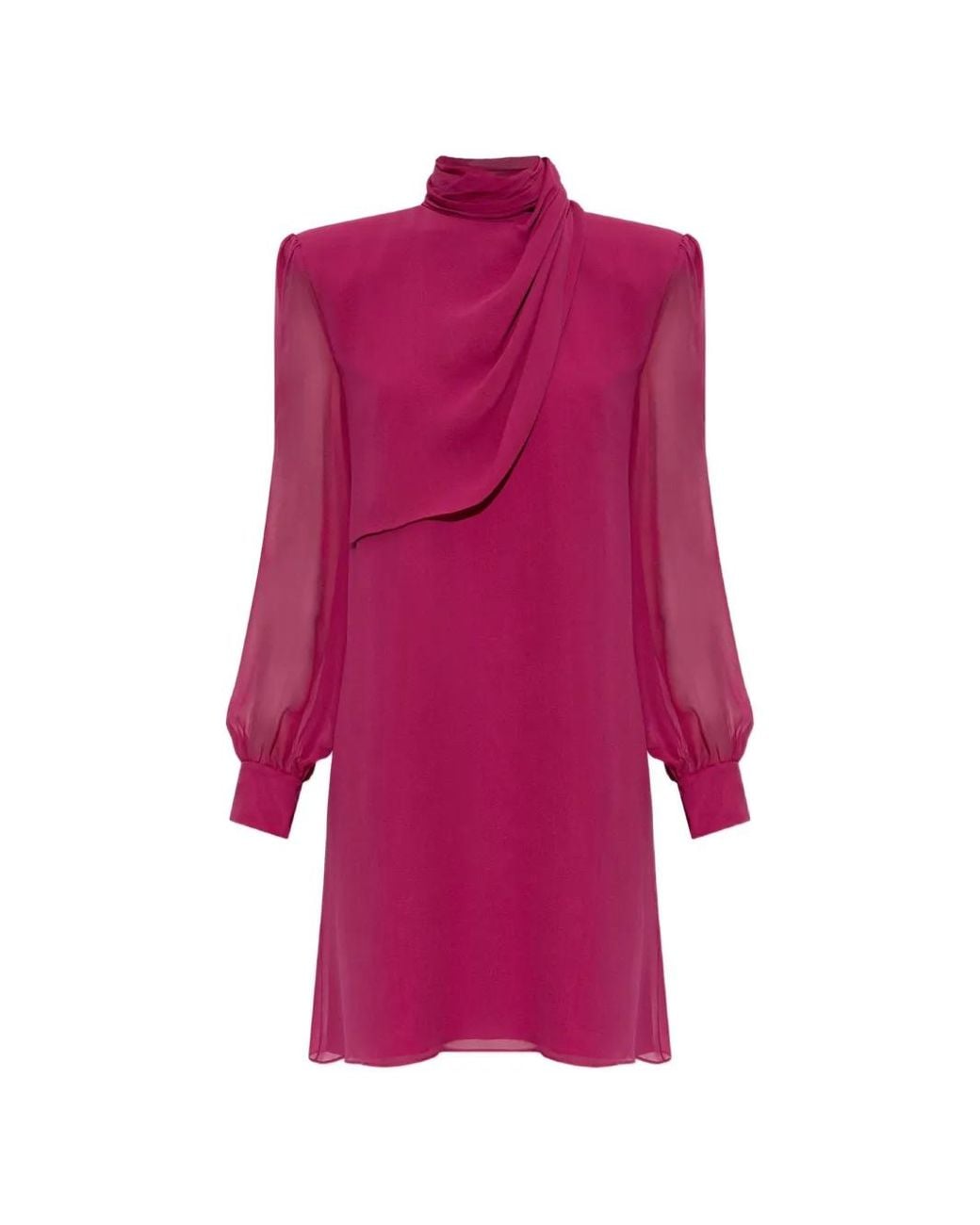 Valentino Garavani Pink Draped-Panel Long-Sleeve Mini Dress