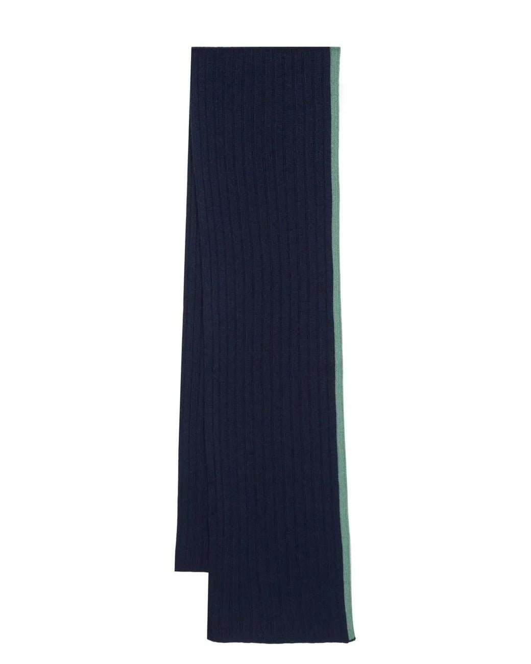 Dell'Oglio Blue Cashmere Ribbed Knit Scarf for men