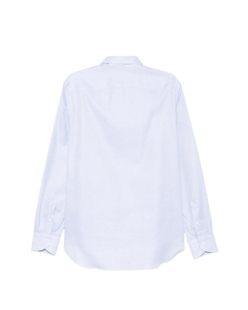 Canali White Micro-Patterned Spread-Collar Shirt for men