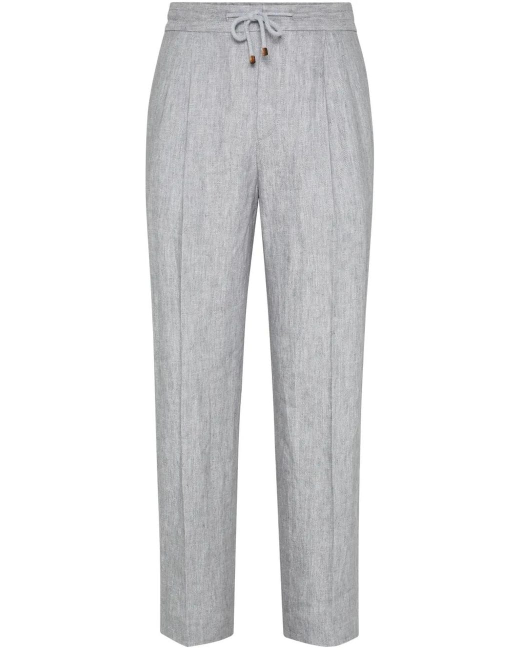 Brunello Cucinelli Gray Drawstring Trousers for men