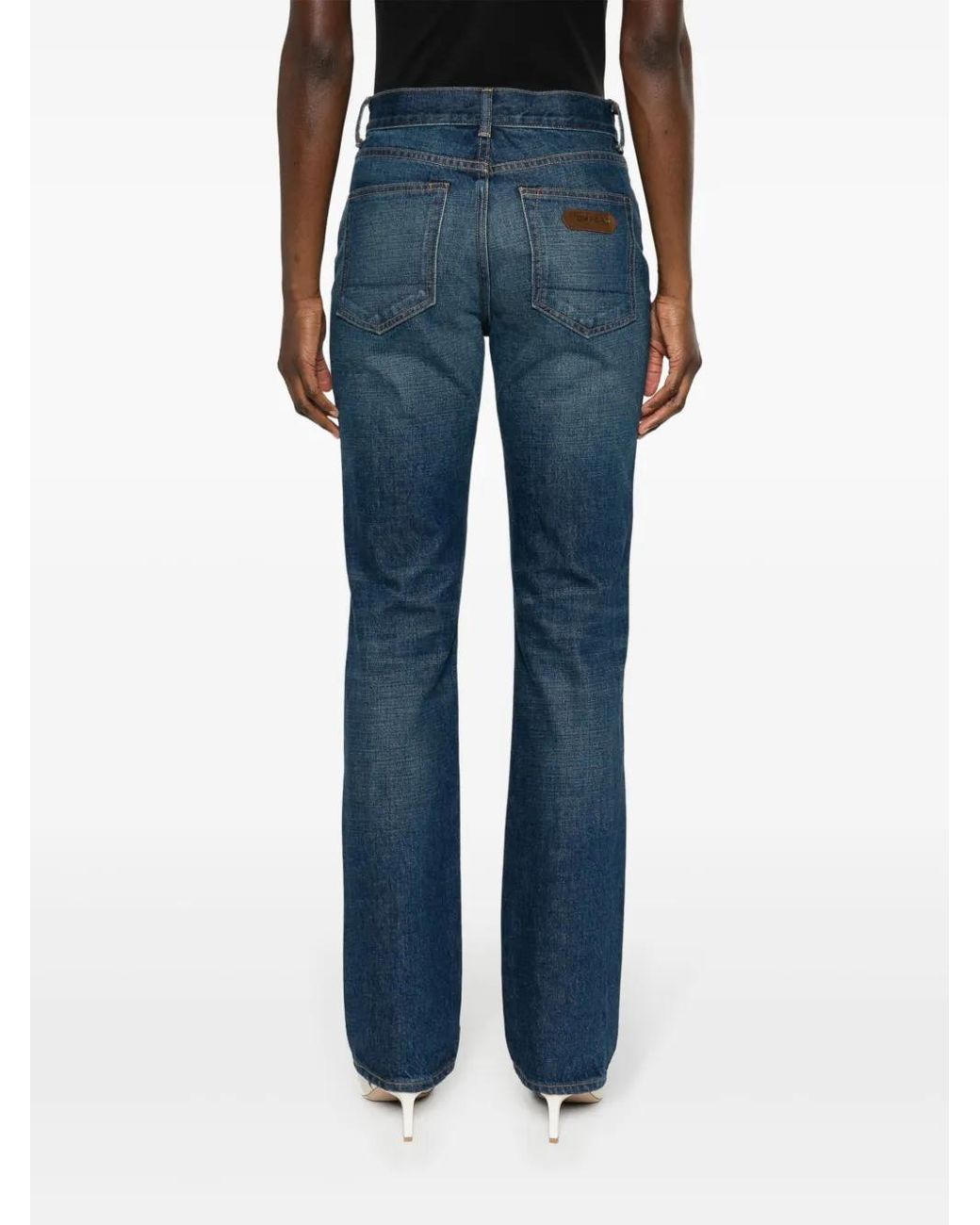 Vaqueros rectos de talle medio Tom Ford de color Blue