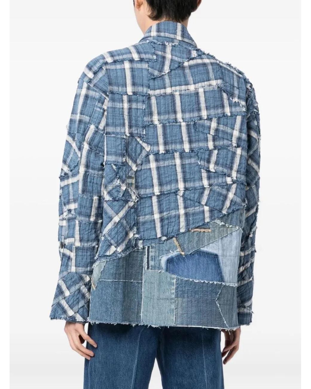 Greg Lauren Kariertes Hemd Im Patchwork-Look in Blue für Herren