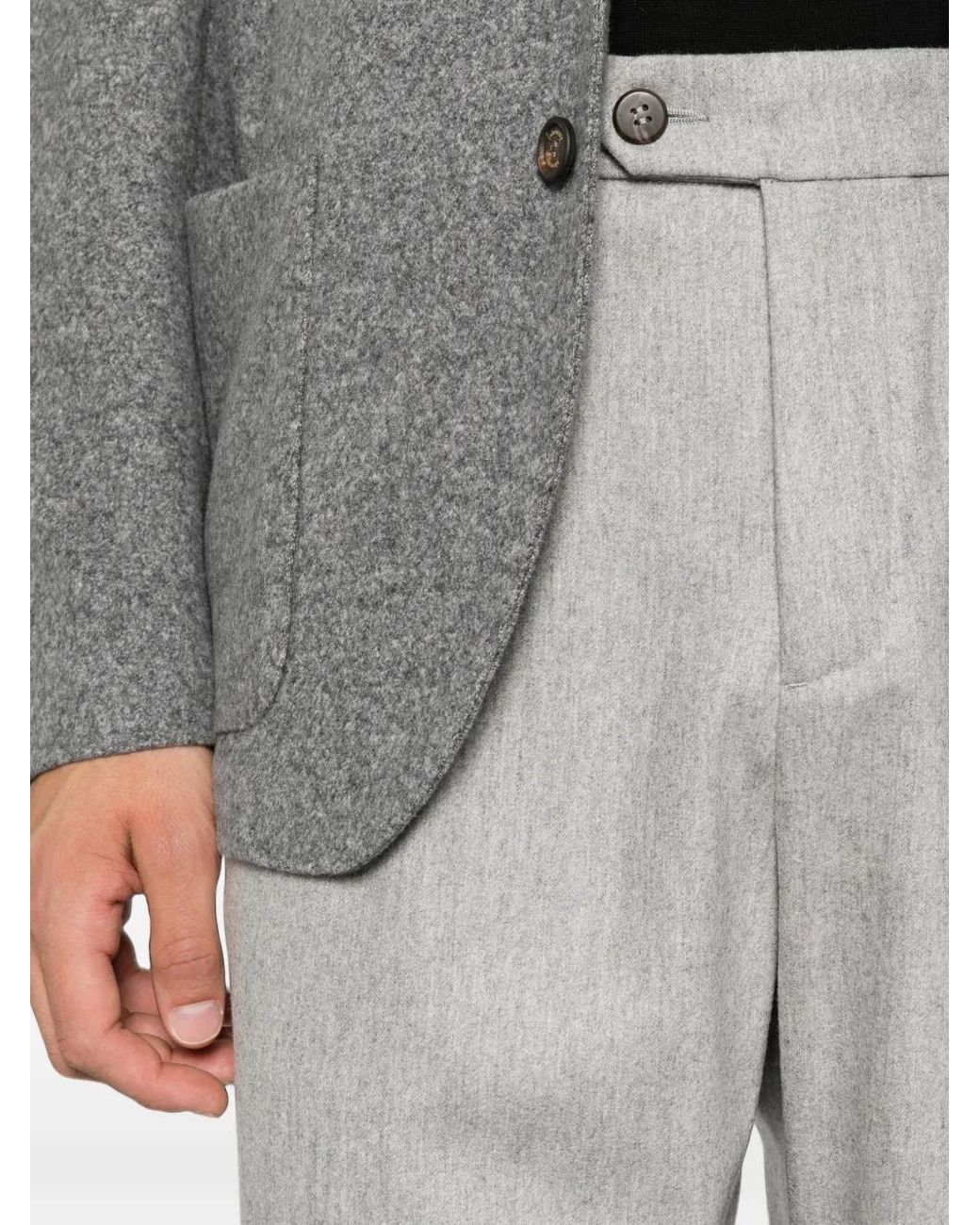 Eleventy Gray Pleated-Detail Trousers for men