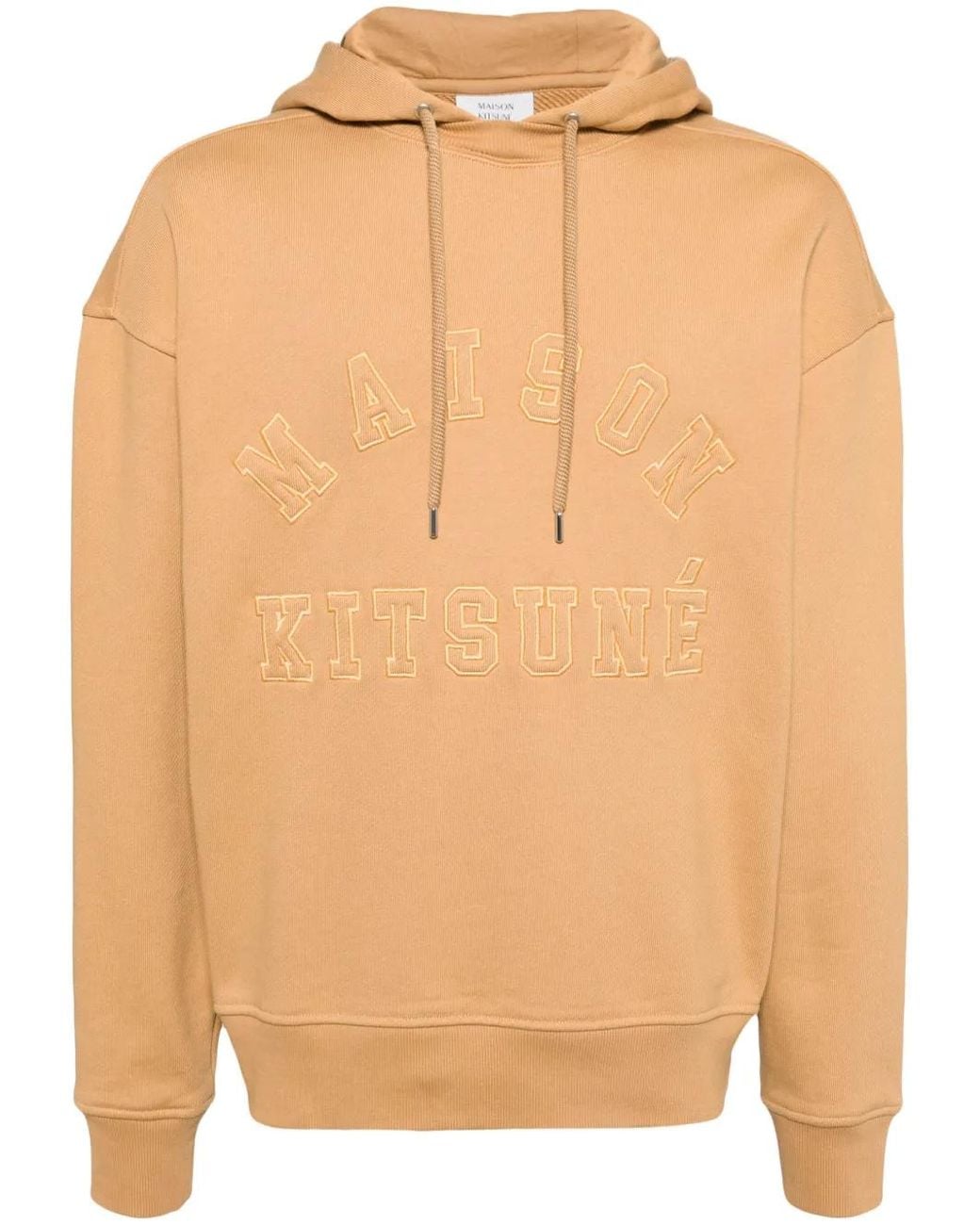Maison Kitsuné Brown Logo-Embroidered Cotton Hoodie for men