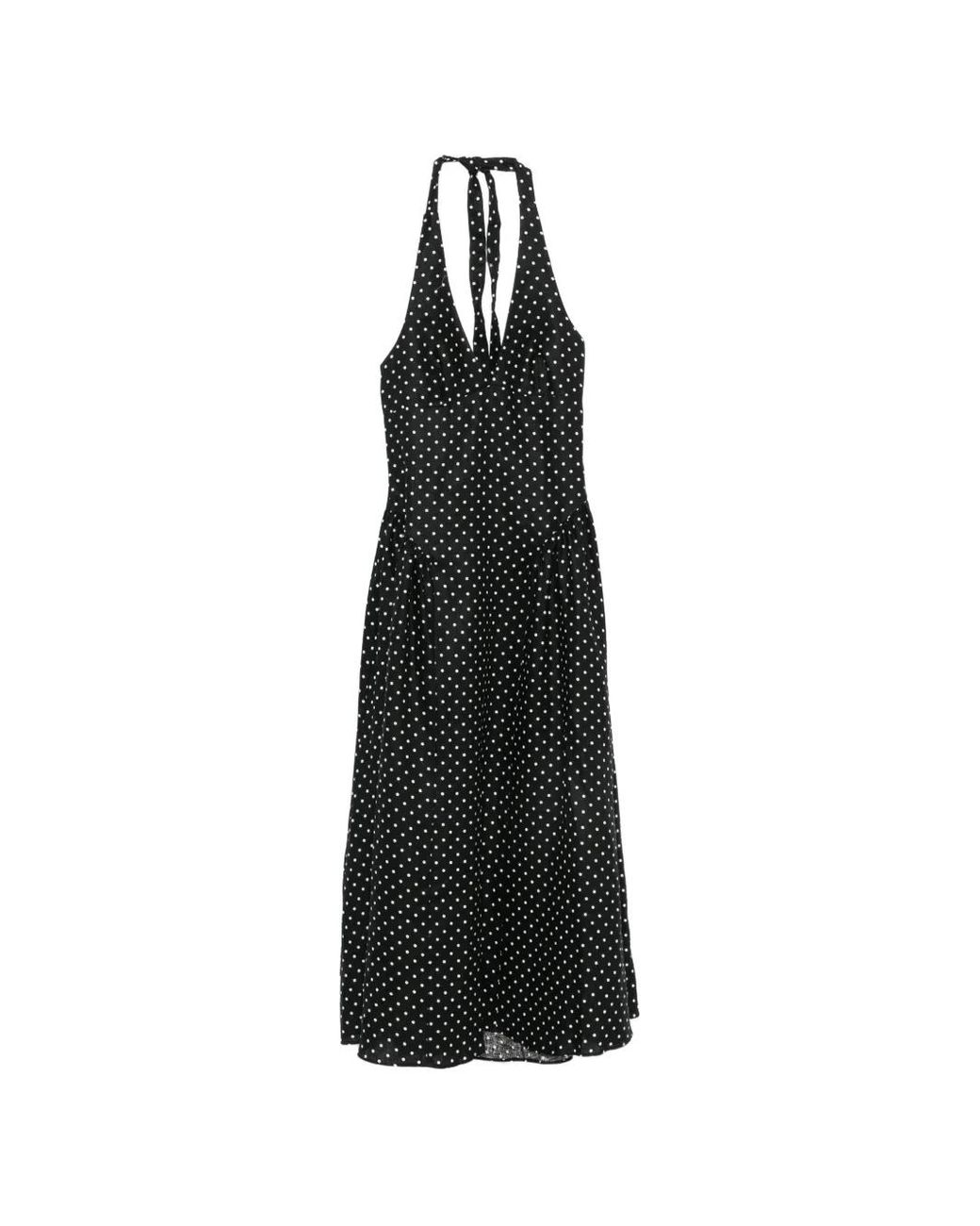 Faithfull The Brand Black La Cala Midi Dress Lola Polka Dot Cream
