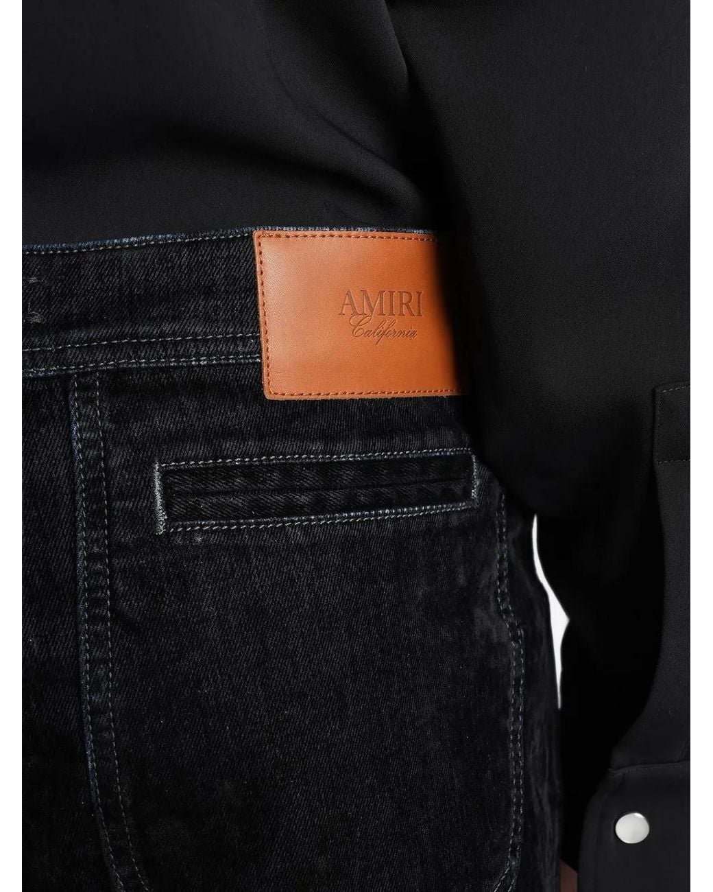 Amiri Black Velvet-Finish Bootcut Jeans for men