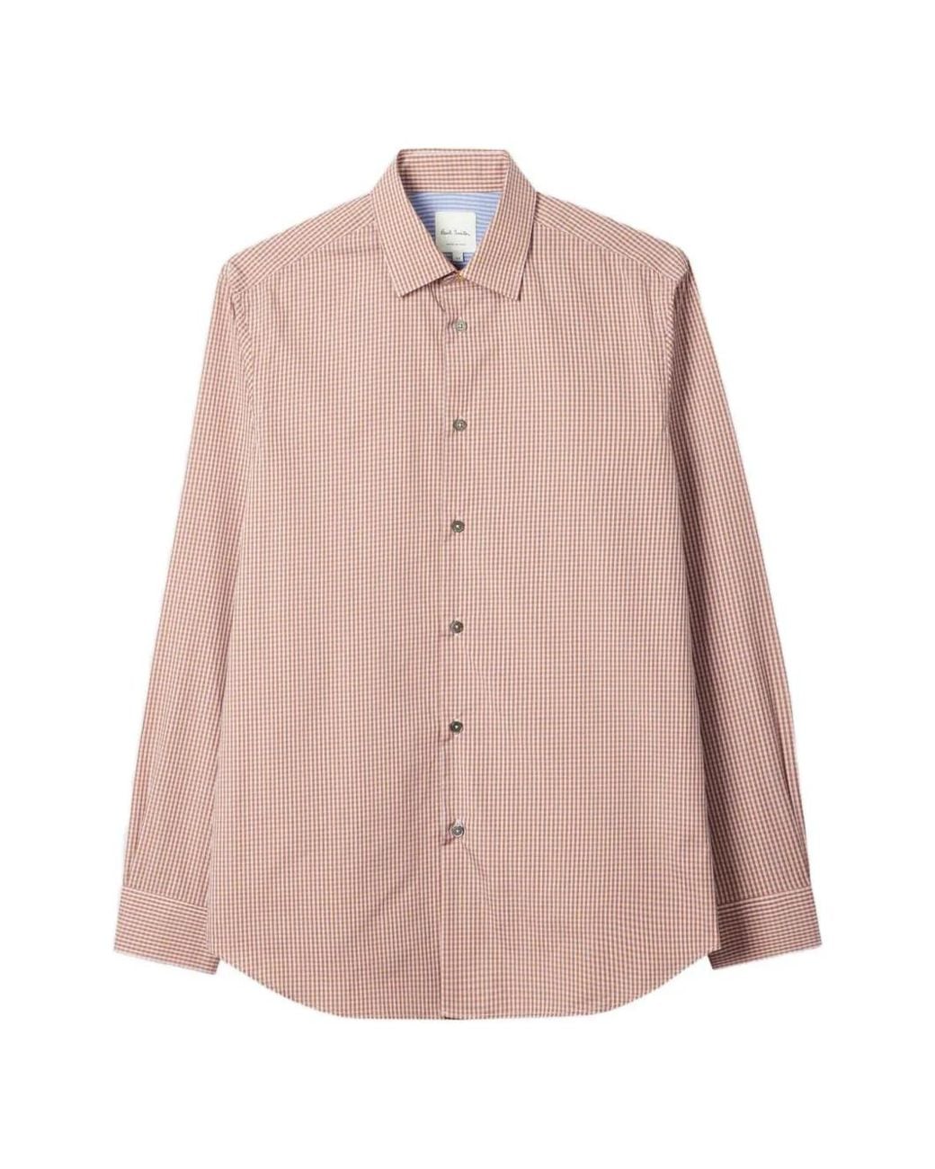 Paul Smith Pink Tailored-Fit Rust Gingham Shirt for men
