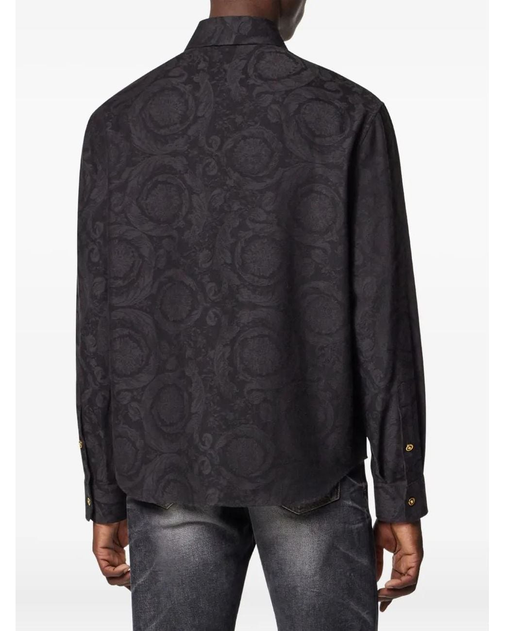 Camisa De Cambray De Jacquard Barocco Versace de hombre de color Blue