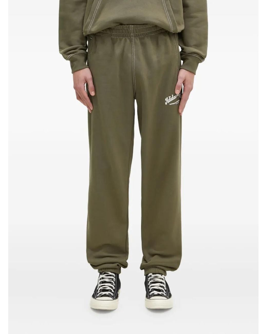 Adidas Green Stitch-Detail Track Pants for men