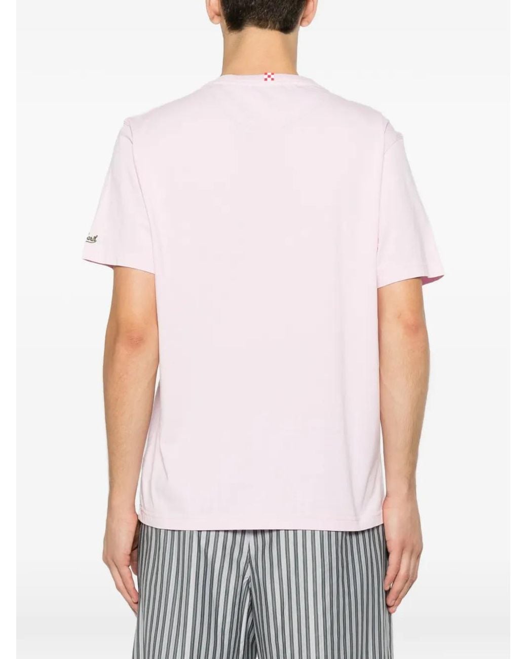 Mc2 Saint Barth Pink T-Shirt Blanche À Poche À Imprimé Requin for men