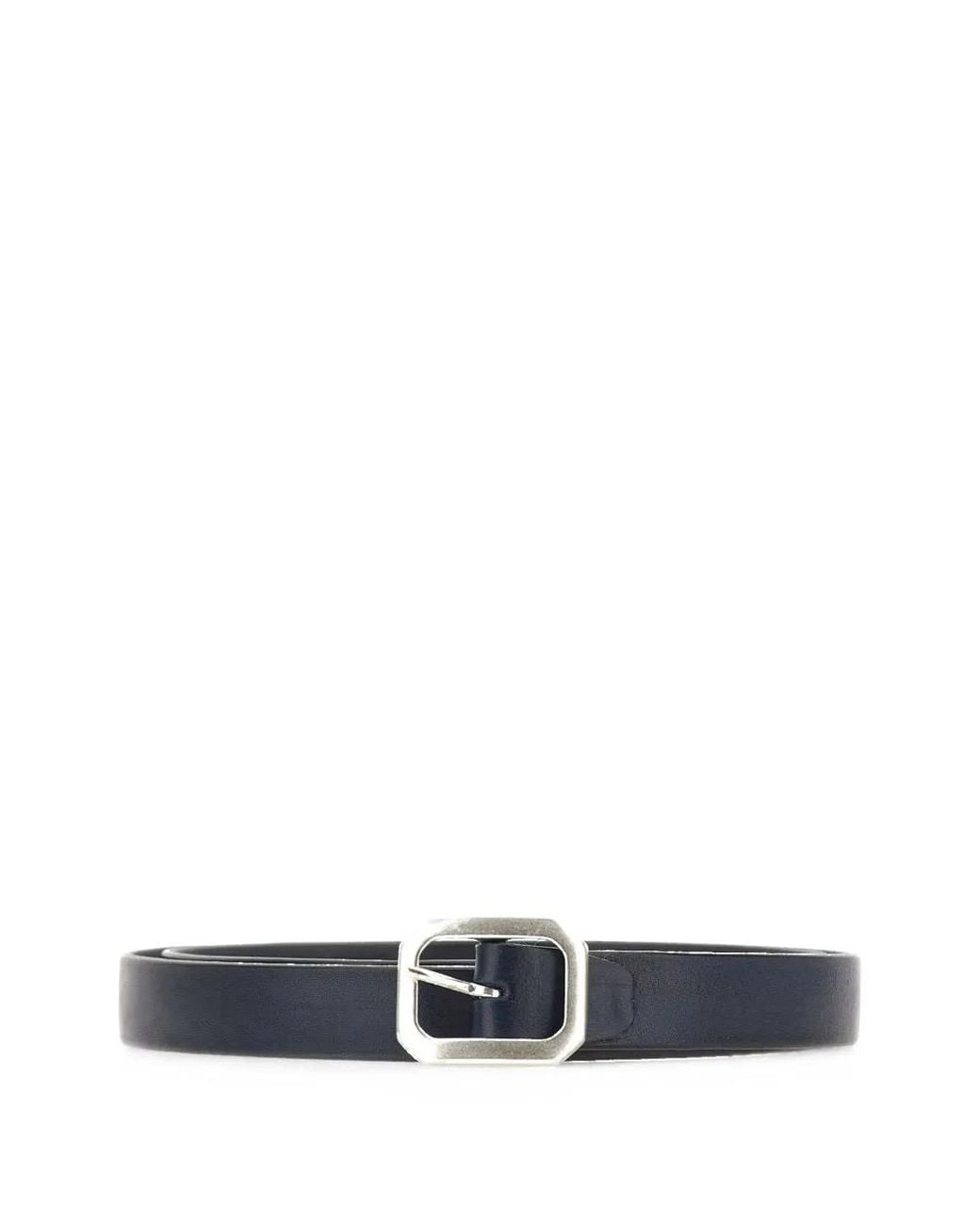 Alberto Luti White Square-Buckle Leather Belt for men