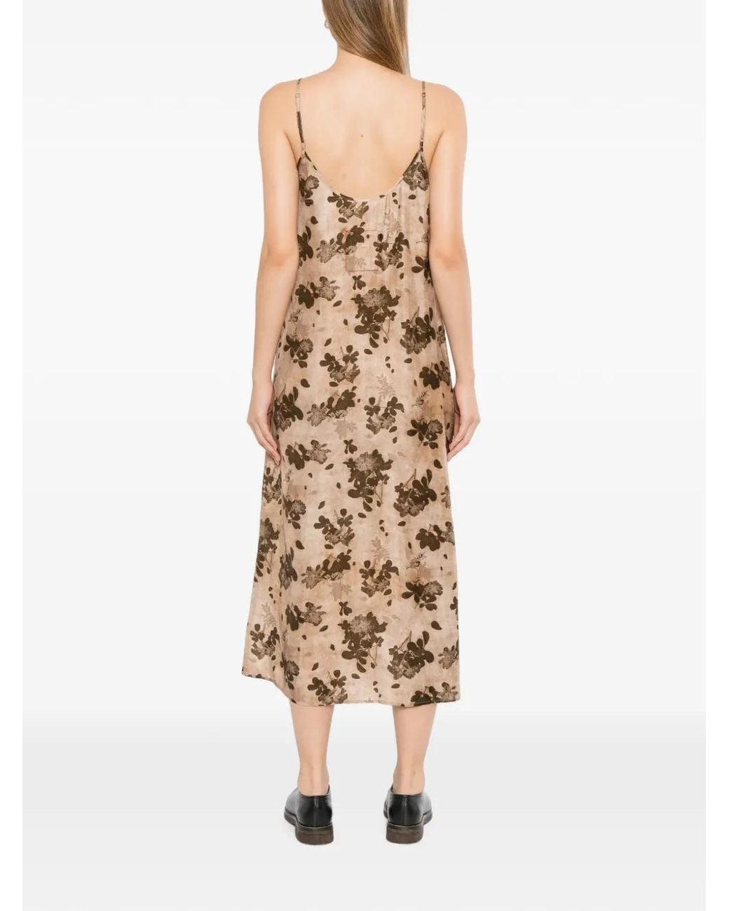 Uma Wang Natural Floral-Print Slip Dress
