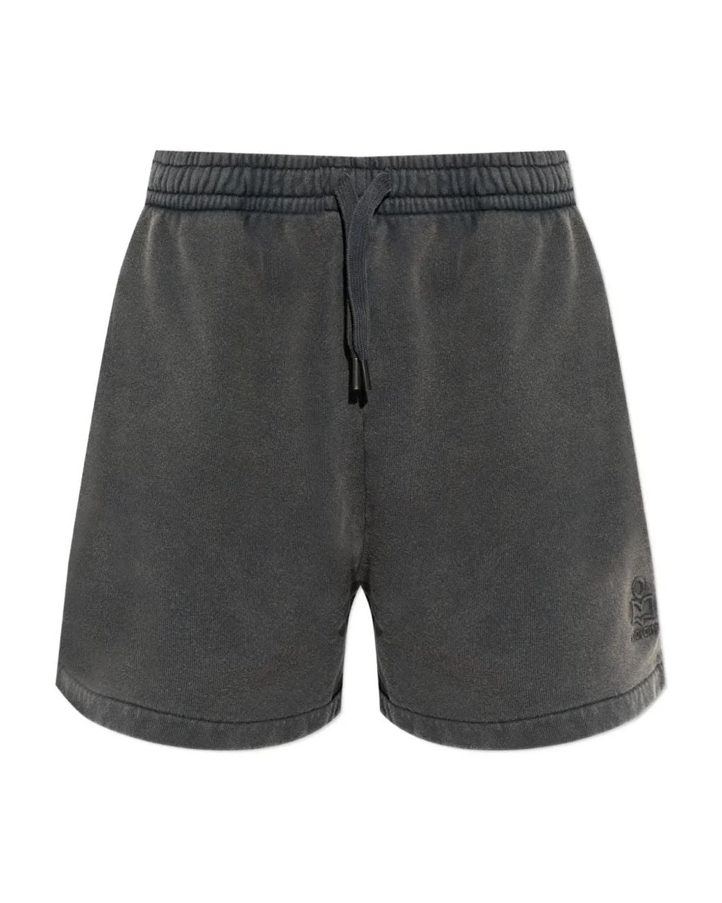 Isabel Marant Gray Miranae Drawstring Embroidered Shorts