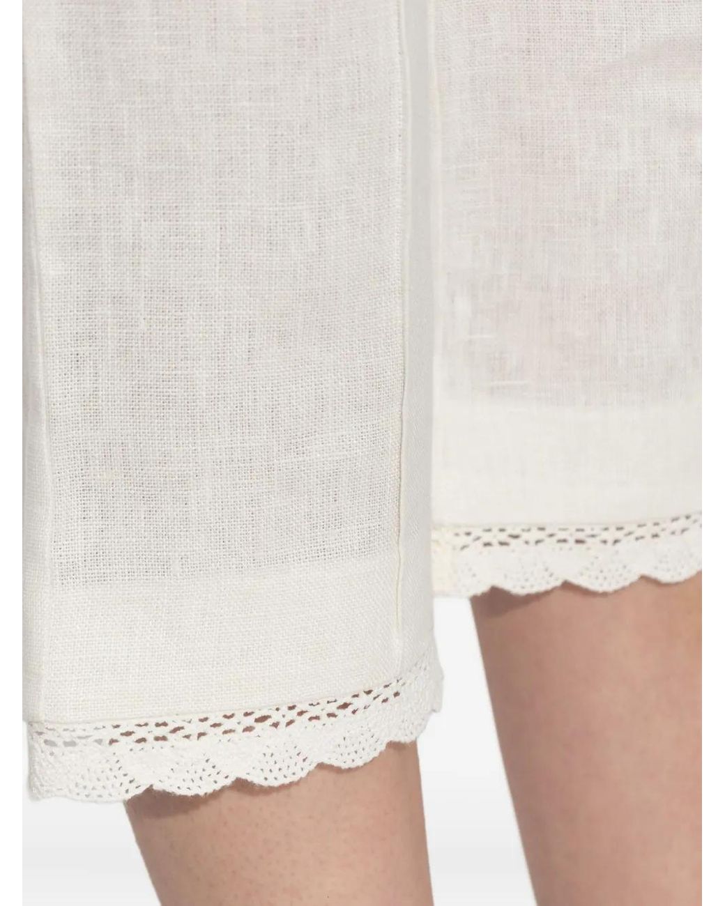 Posse White Effi Lace-Trim Trousers