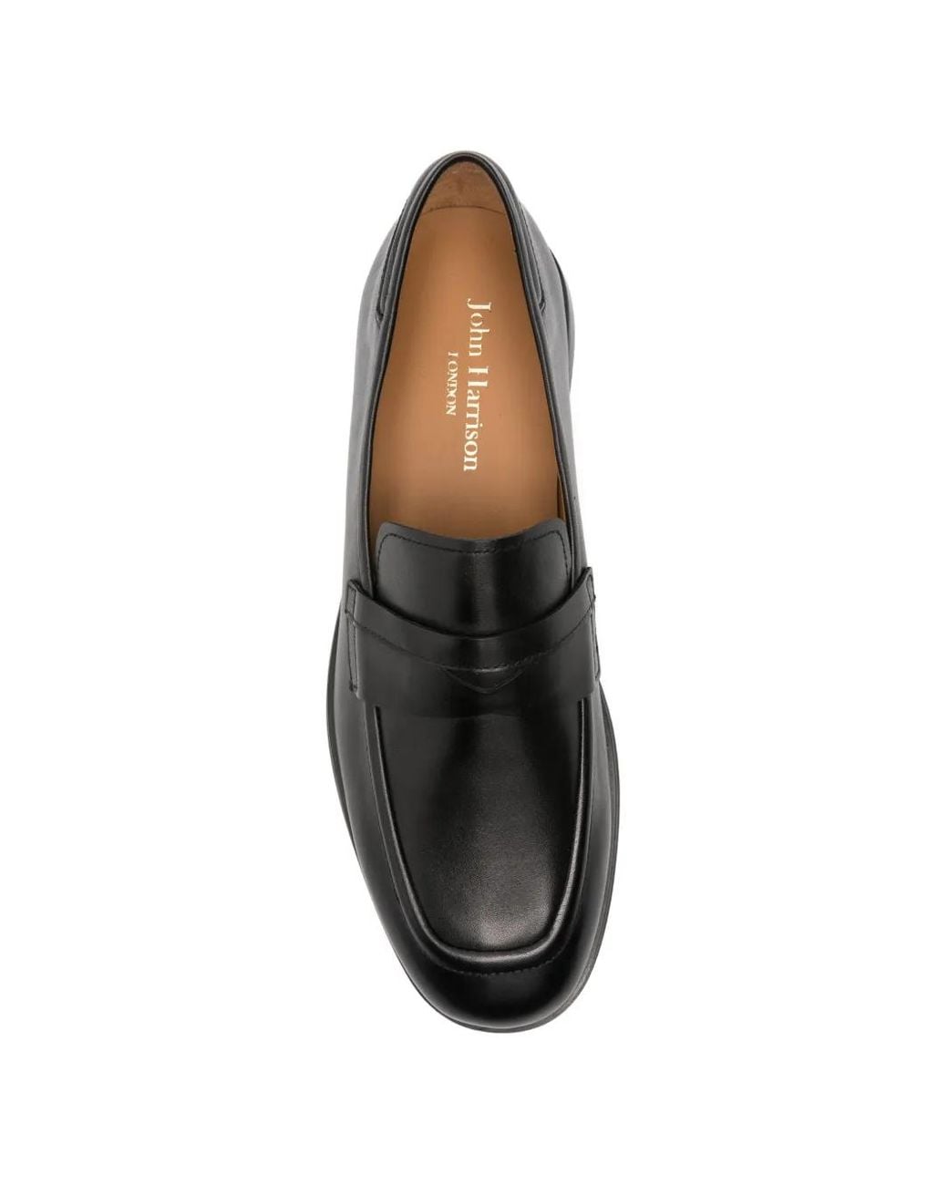 JOHN HARRISON Black Penny-Strap Leather Loafers for men