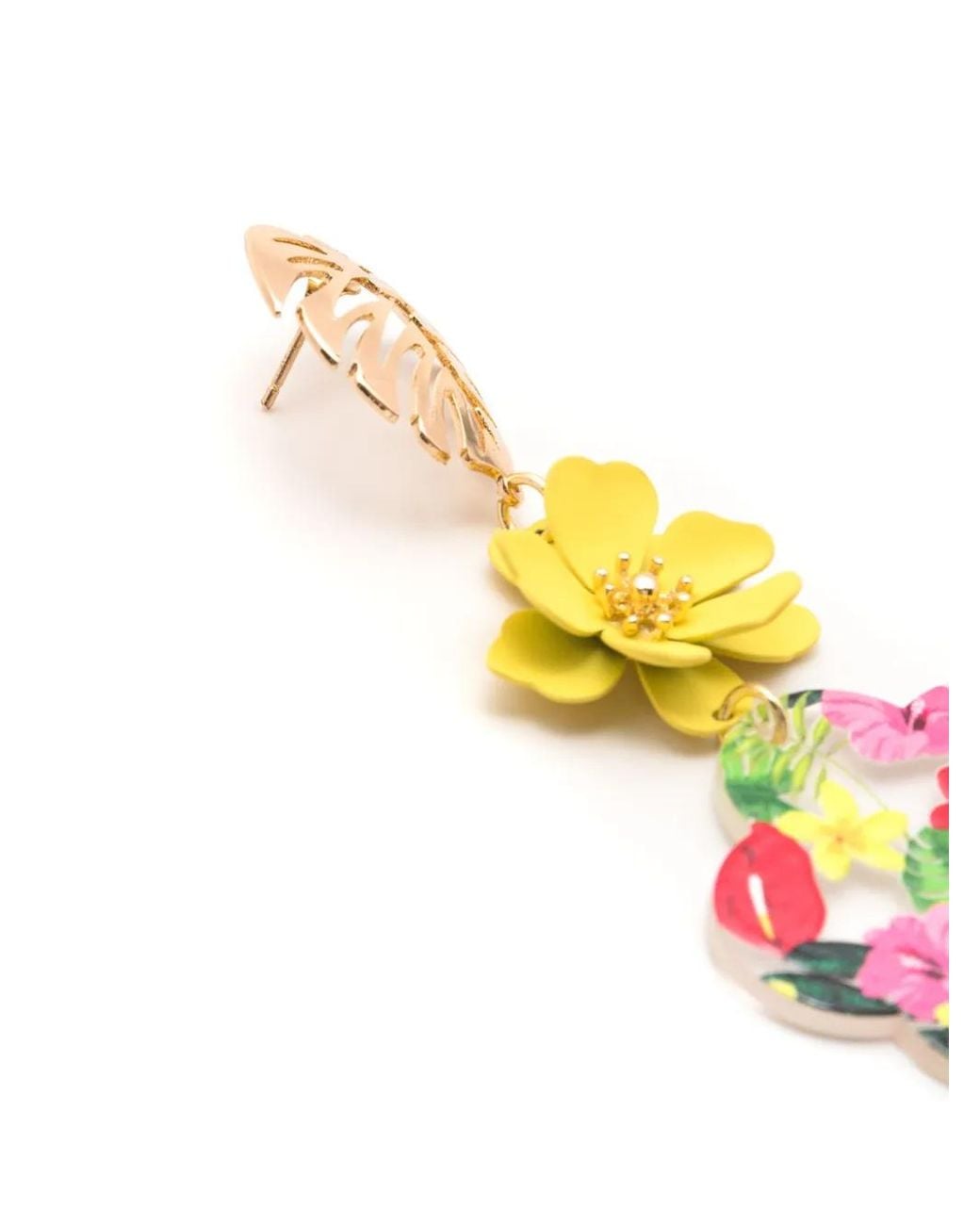 Amir Slama White Floral-Appliqué Necklace Earrings Set