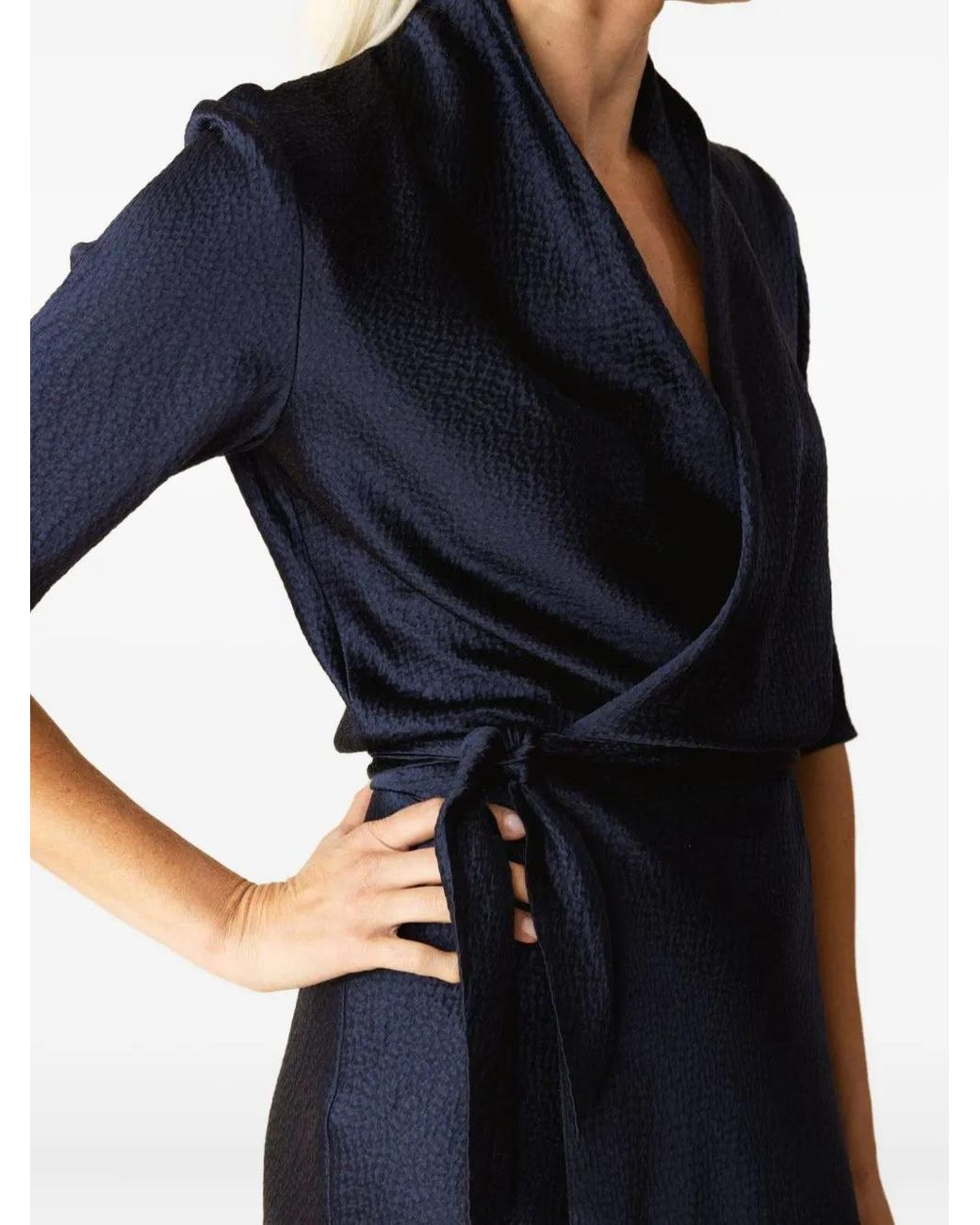 Peter Cohen Blue Wrap-Effect Midi Dress