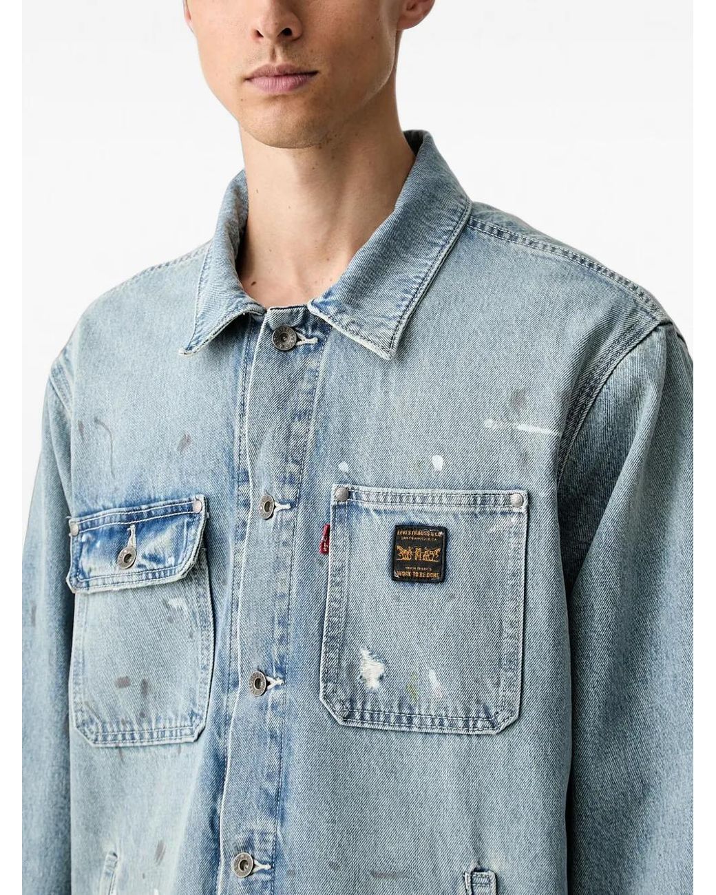 Levi's Blue Sunrise Distressed Denim Jacket for men