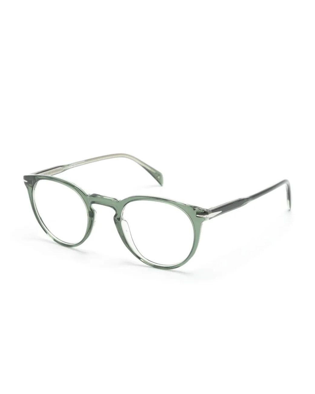 David Beckham Green Transparent Round-Frame Glasses for men
