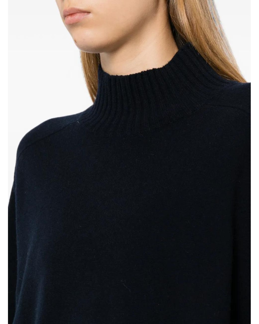 N.Peal Cashmere Black Funnel-Neck Cashmere Sweater