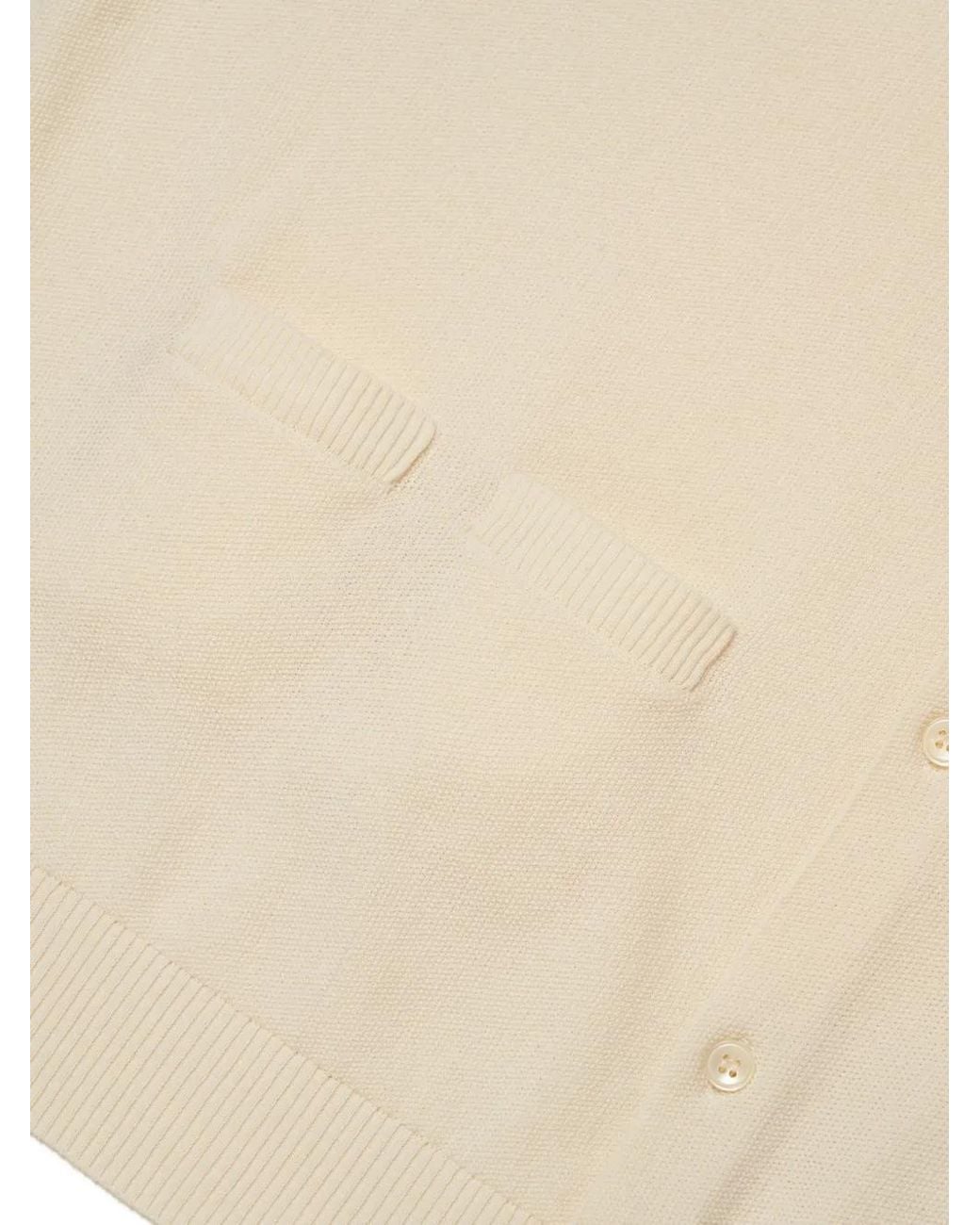 Woolrich Natural Pique-Knit Crew-Neck Cardigan