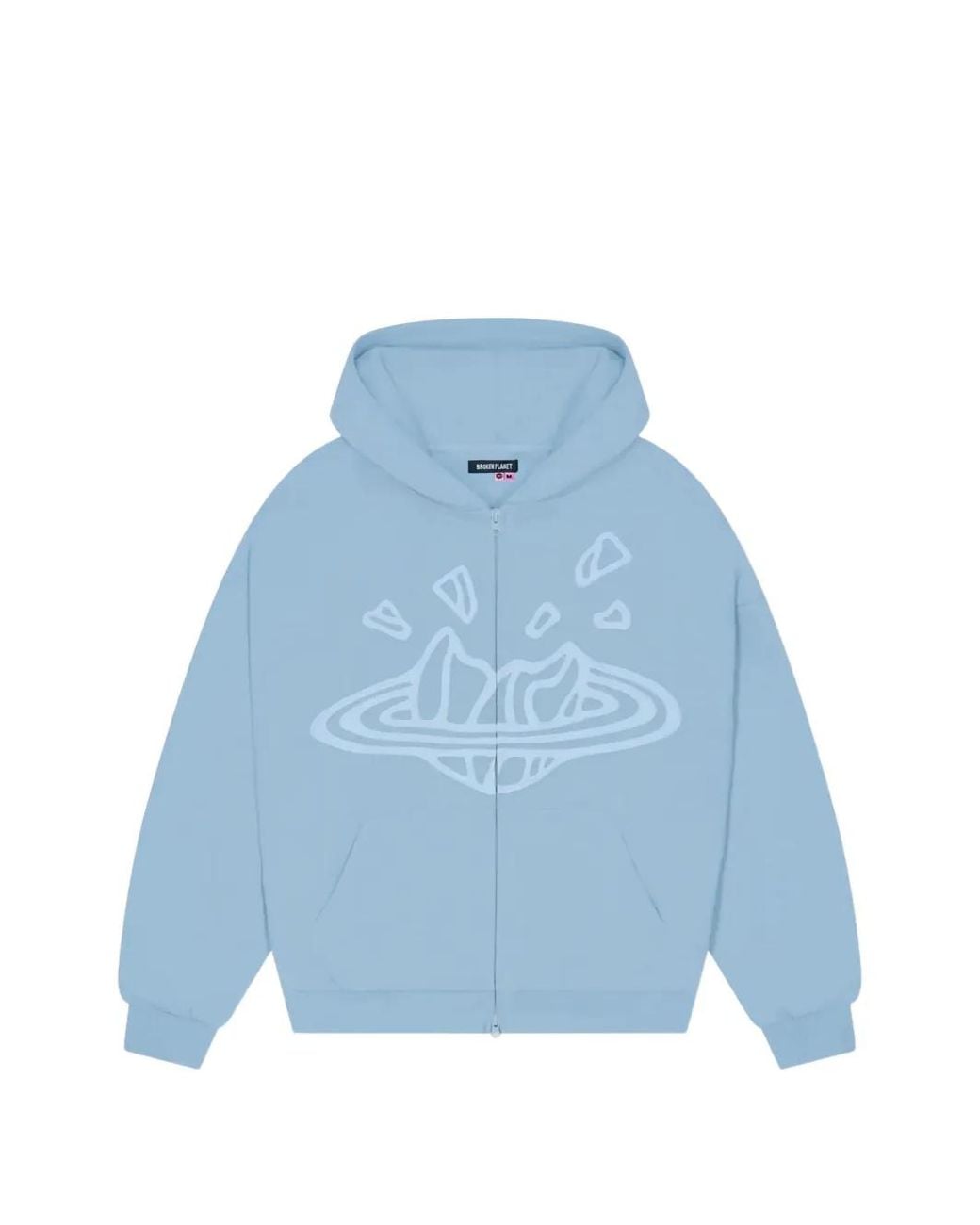 BROKEN PLANET Blue Zip-Up Graphic Hoodie