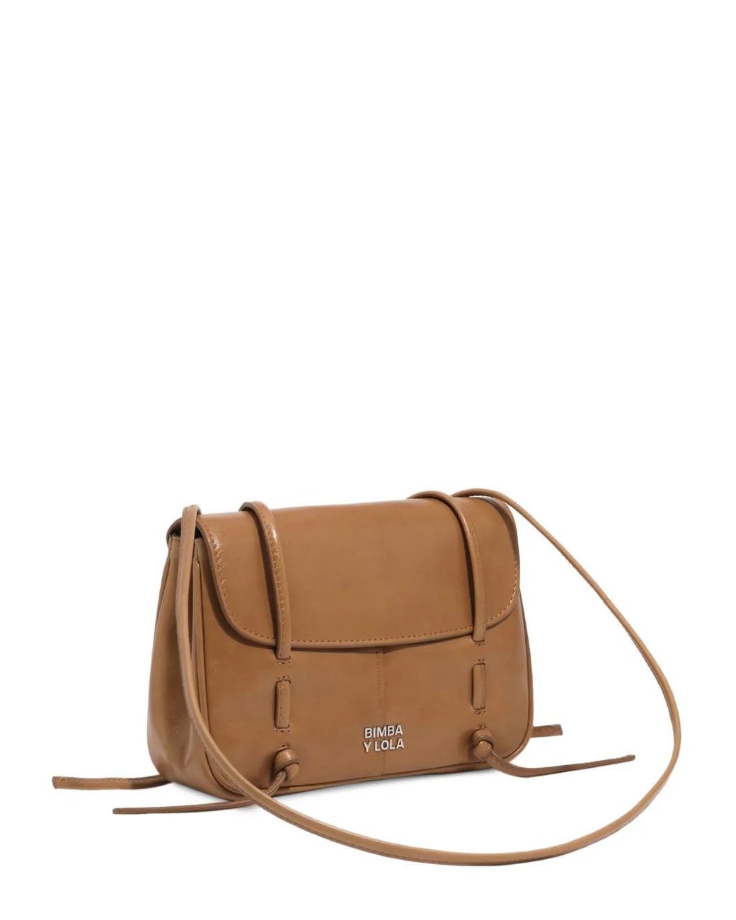 Bimba Y Lola Brown Honey Leather Mini Flap Bag