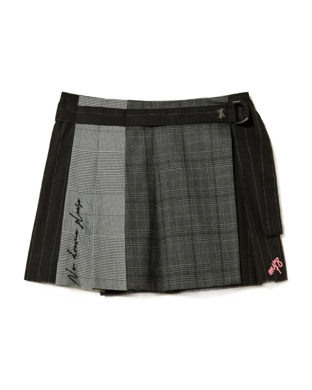 Twinset Black Embroidered Pleated Mini Skirt