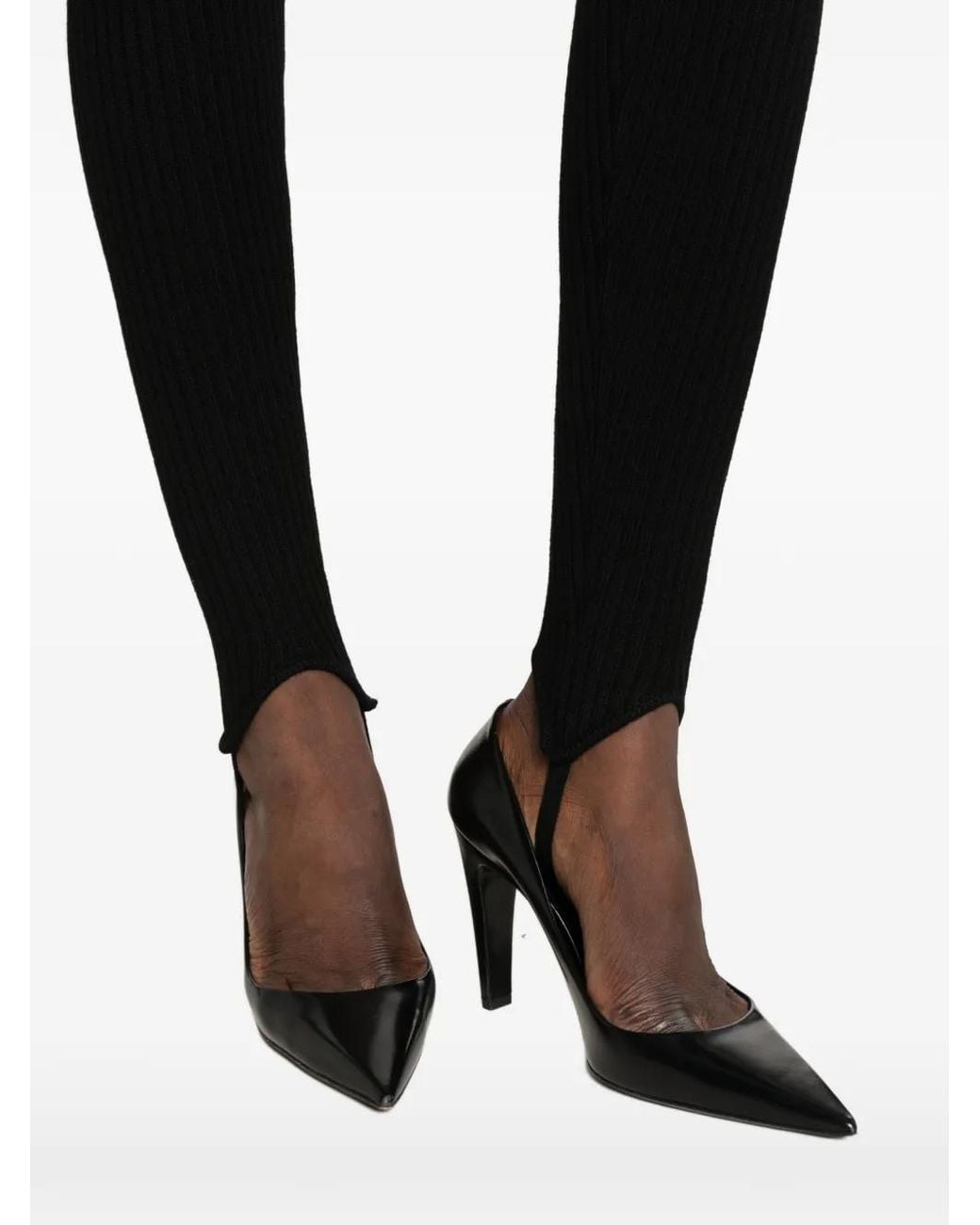 Frankie Shop Black Piuma Ribbed-Knit Leggings