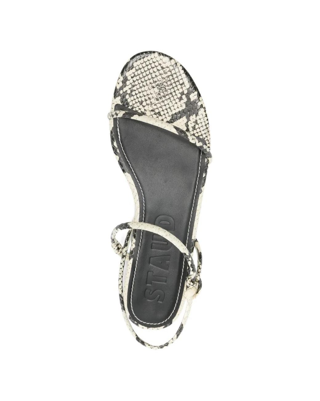 Staud White Laurel Snakeskin-Print Sandals