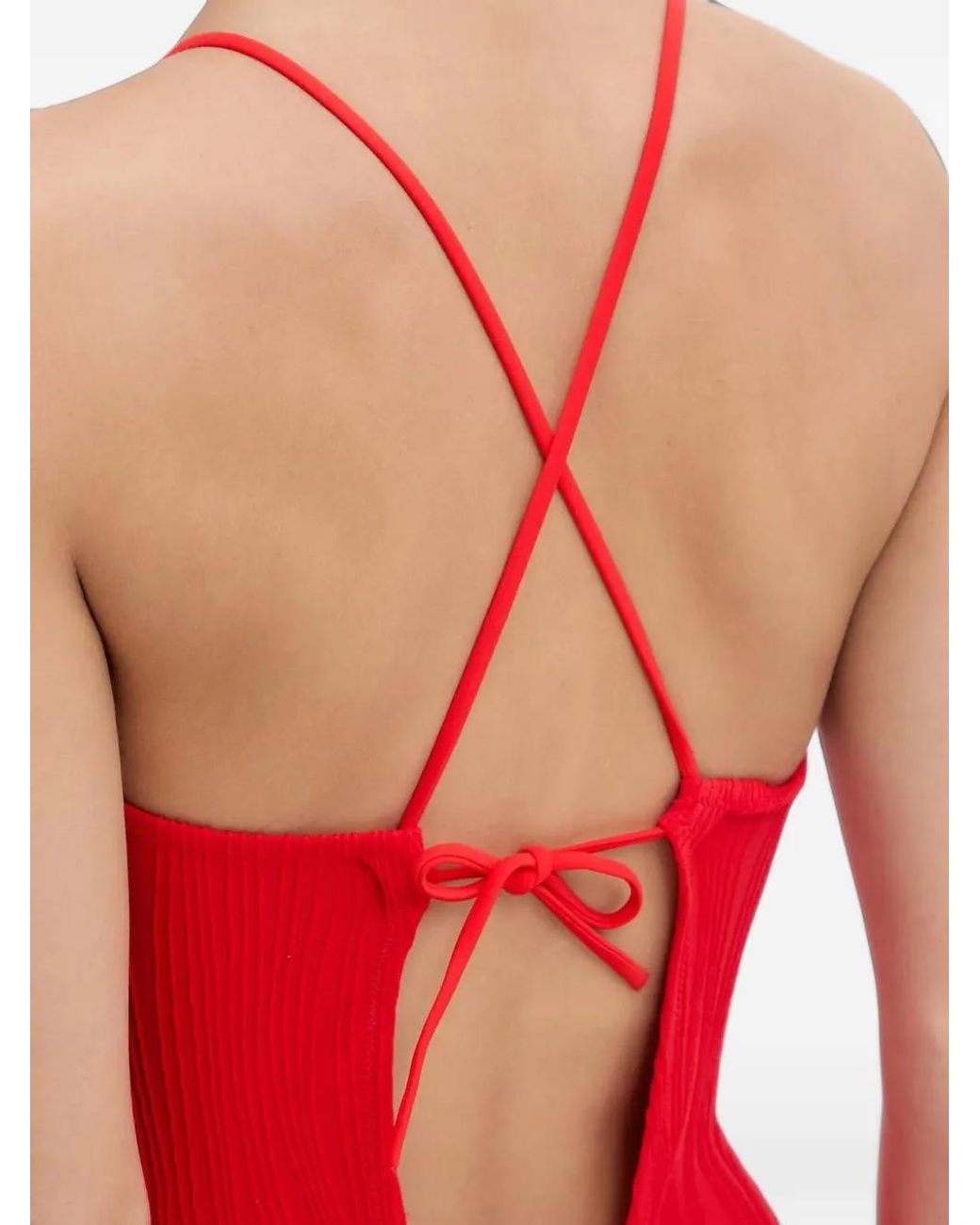 Chantelle Red Crinkled-Finish Cut-Out Swimsuit