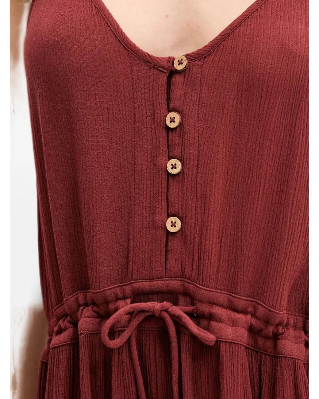 Rip Curl Red Classic Surf Tassel-Detail Maxi Dress