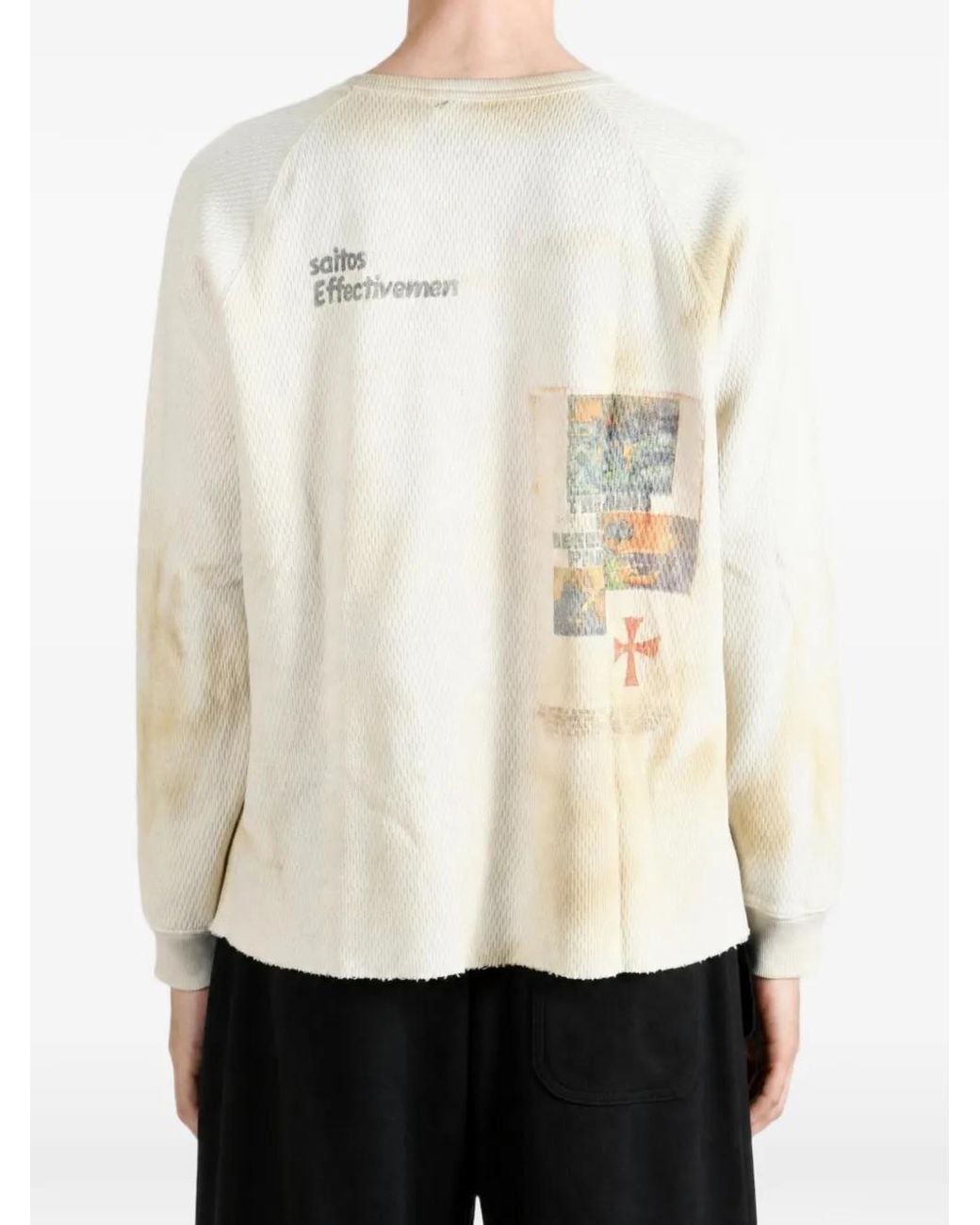 SAITOS White Are You Proud? Waffle-Knit Long-Sleeve T-Shirt