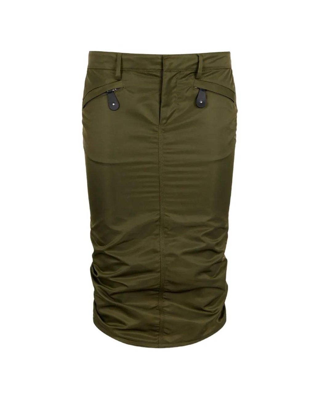 DSquared² Green Ruched Kick Skirt