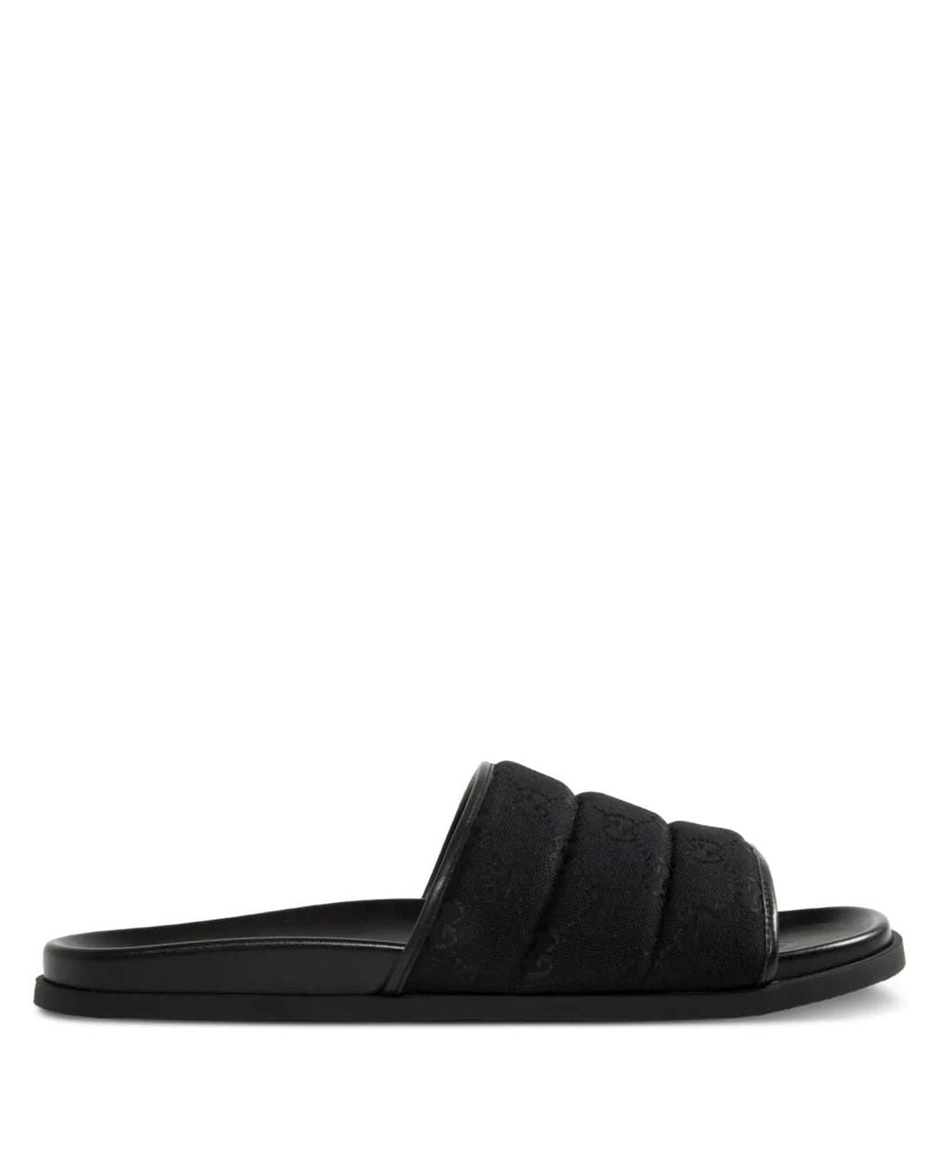 Gucci Black Gg-Patterned Padded Slide Sandals for men