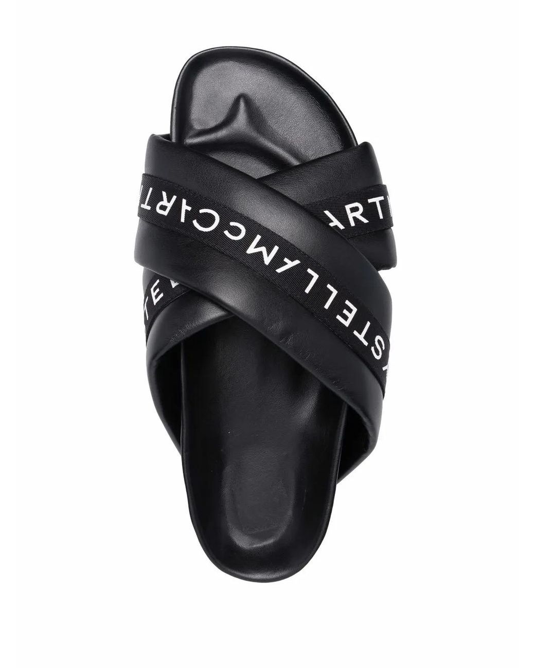 Stella McCartney Black Logo Tape Platform Slides