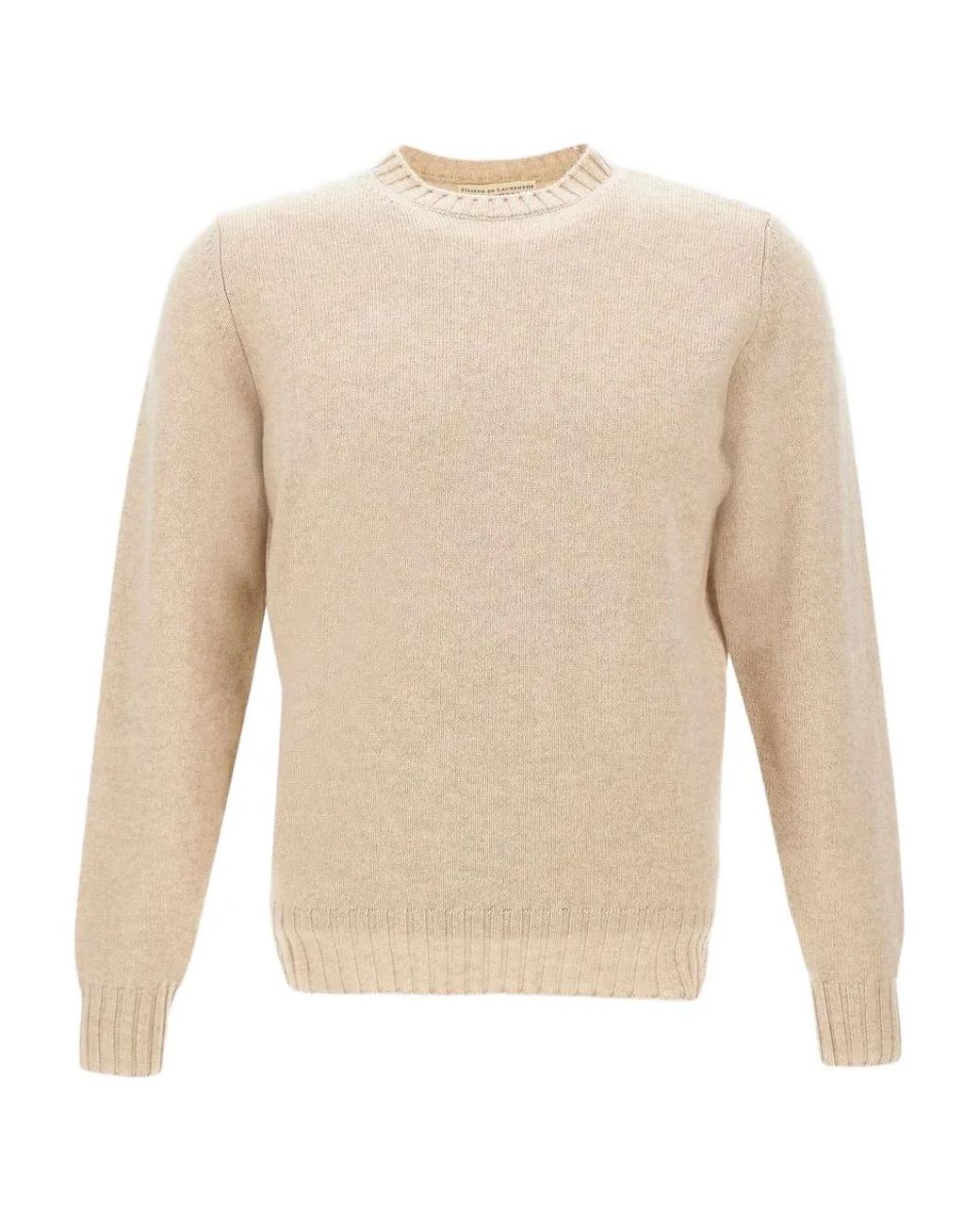 FILIPPO DE LAURENTIIS White Ribbed Crew-Neck Jumper for men