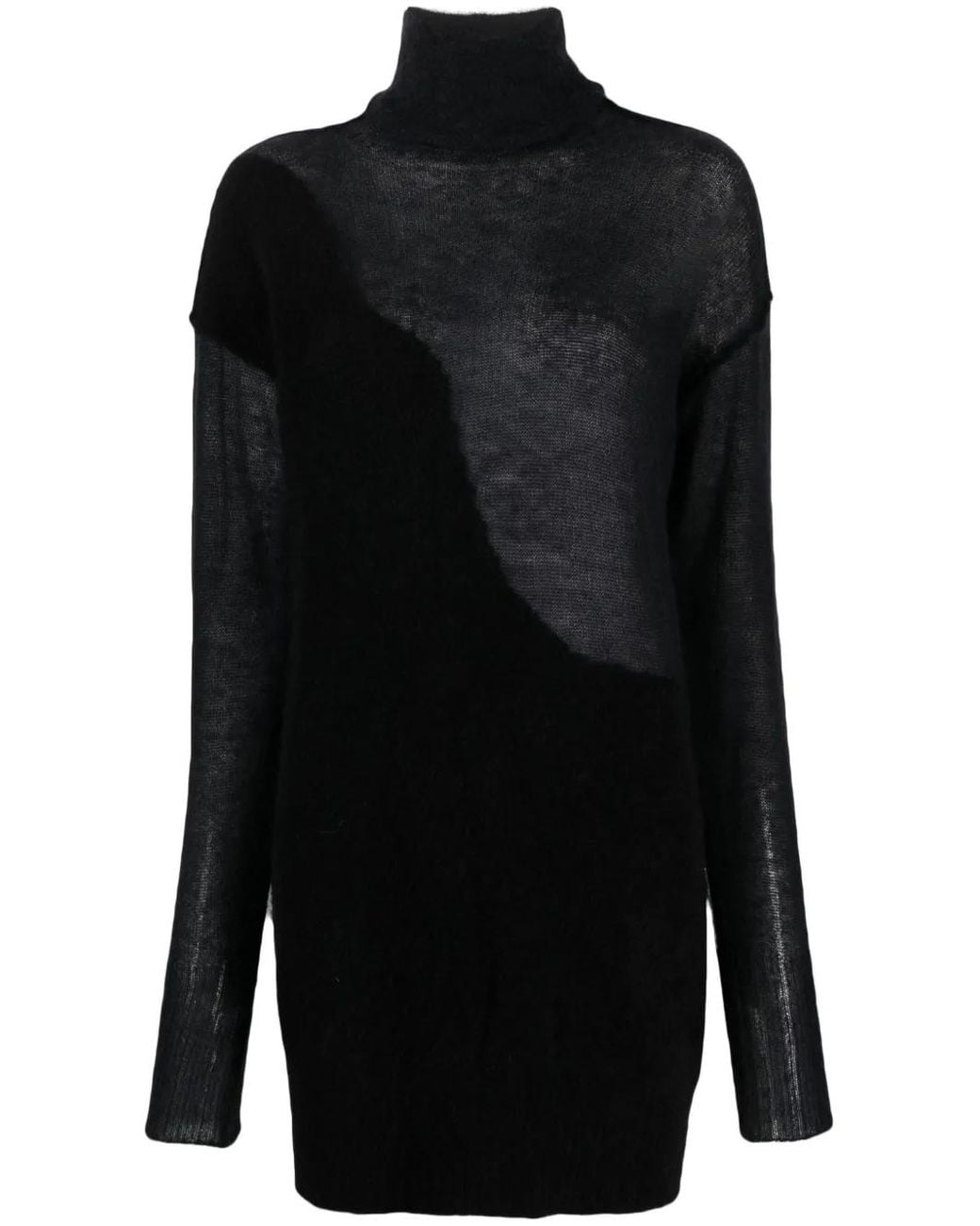 Isabel Benenato Black Roll-Neck Knit Top